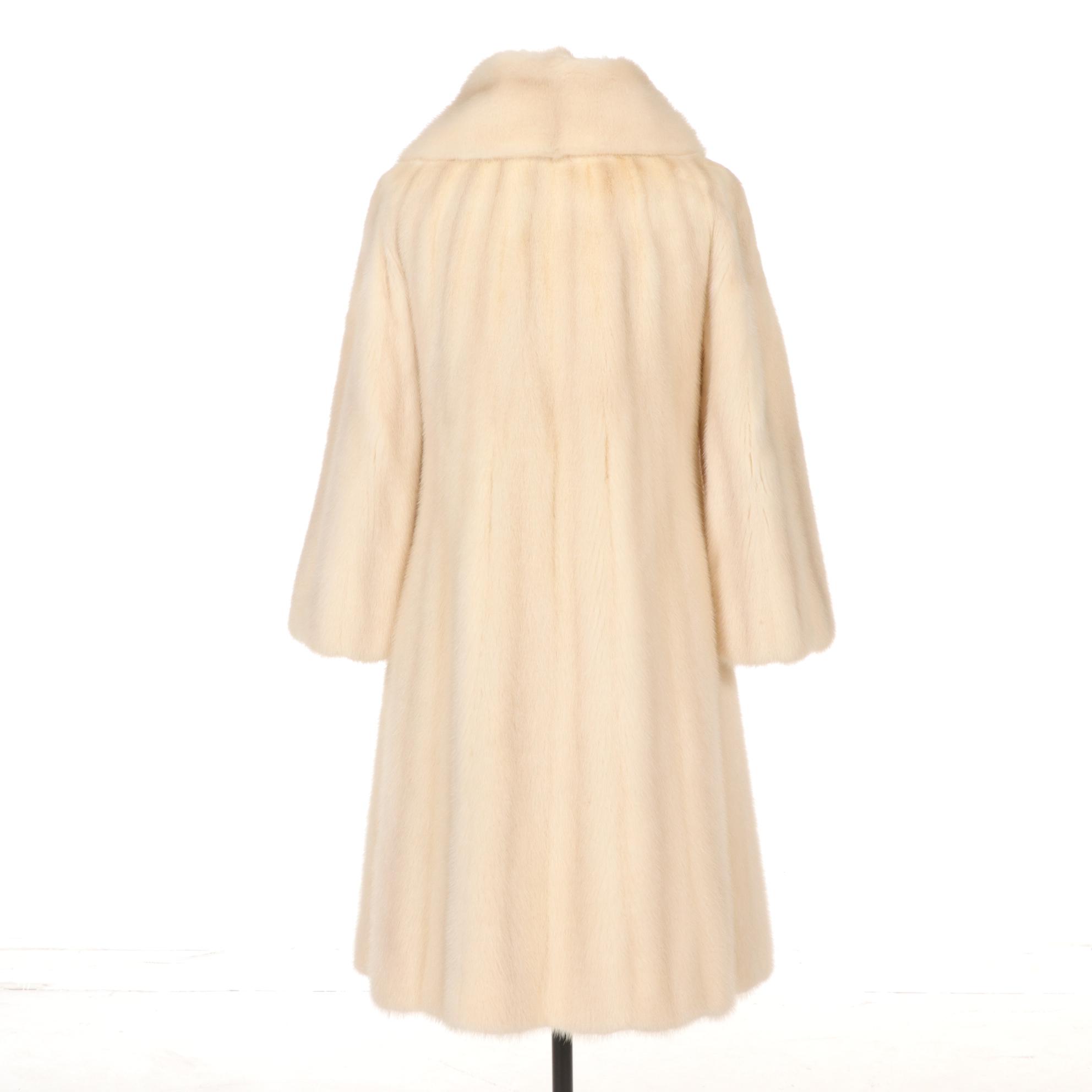 Tourmaline Mink Fur Coat With Shawl Collar, Mid to Late 20th Century