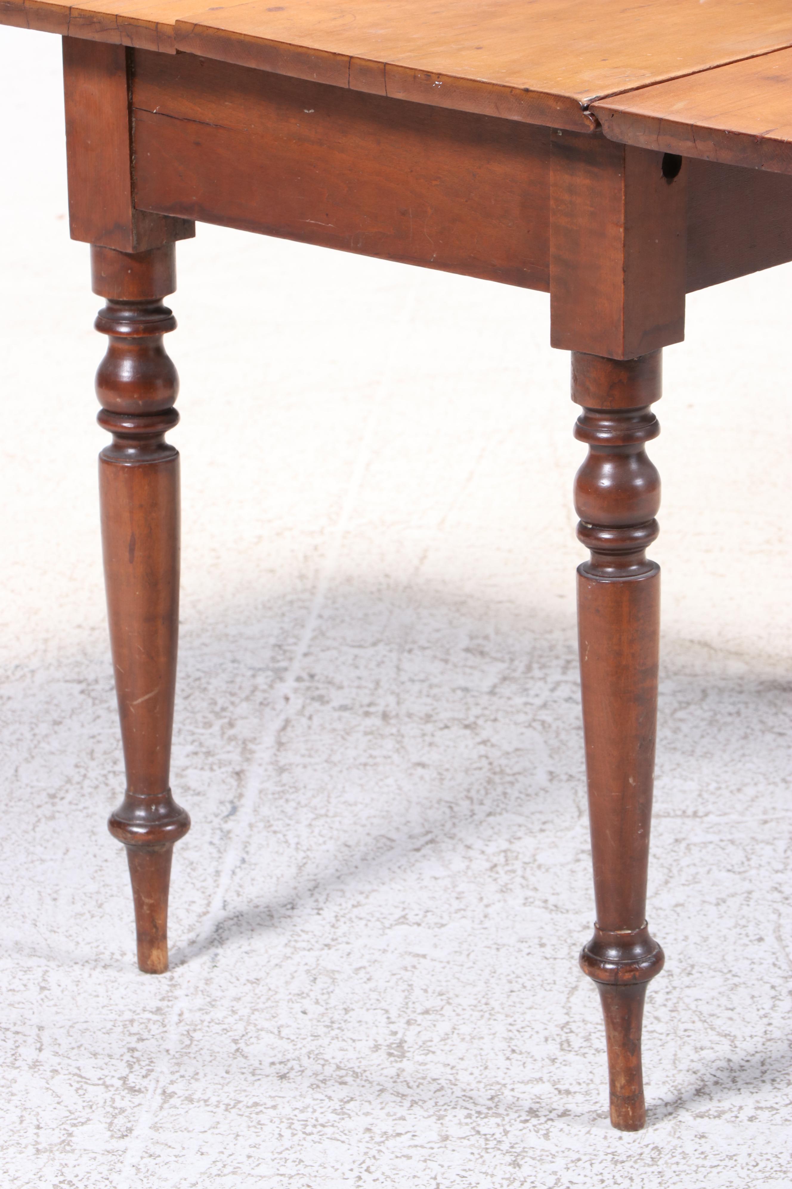 American Primitive Cherrywood Drop-Leaf Dining Table, 19th Century