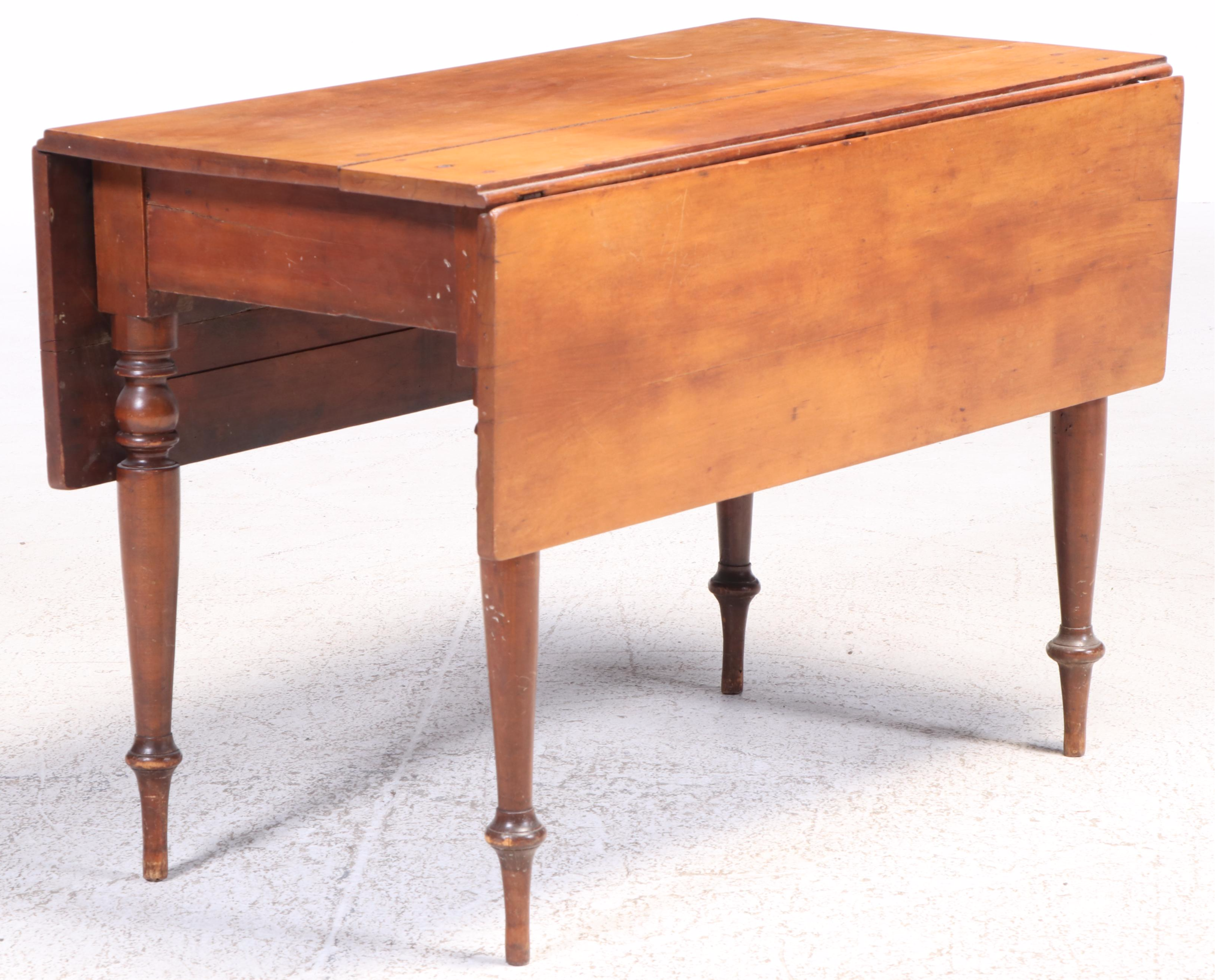 American Primitive Cherrywood Drop-Leaf Dining Table, 19th Century
