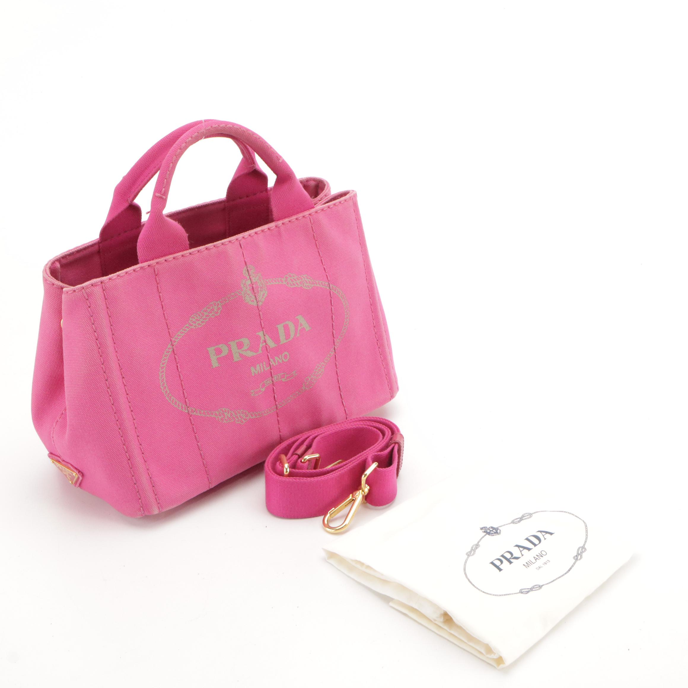 Prada Pink Canapa Canvas Two-Way Bag