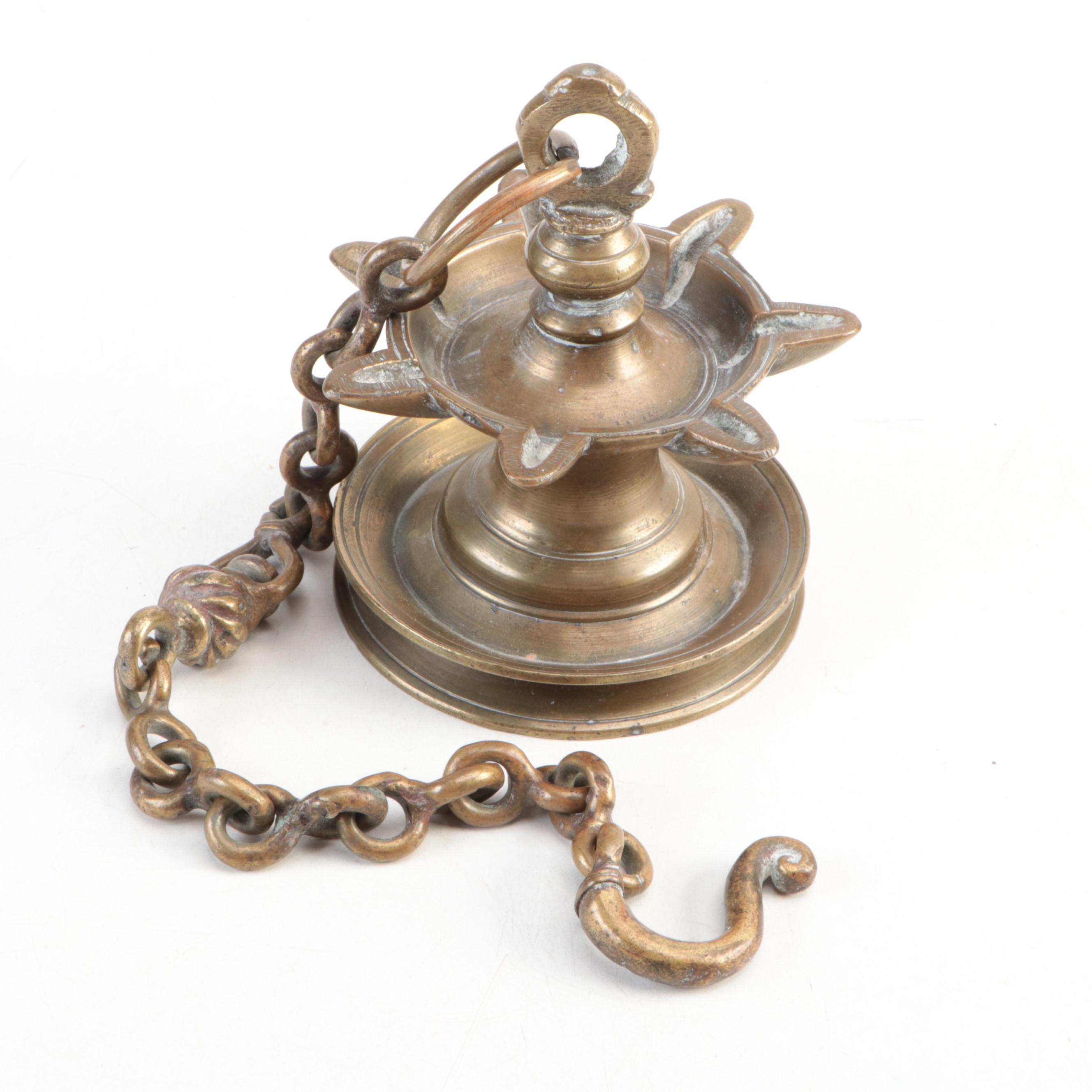 Indian Bronze Hanging Diya Oil Lamp