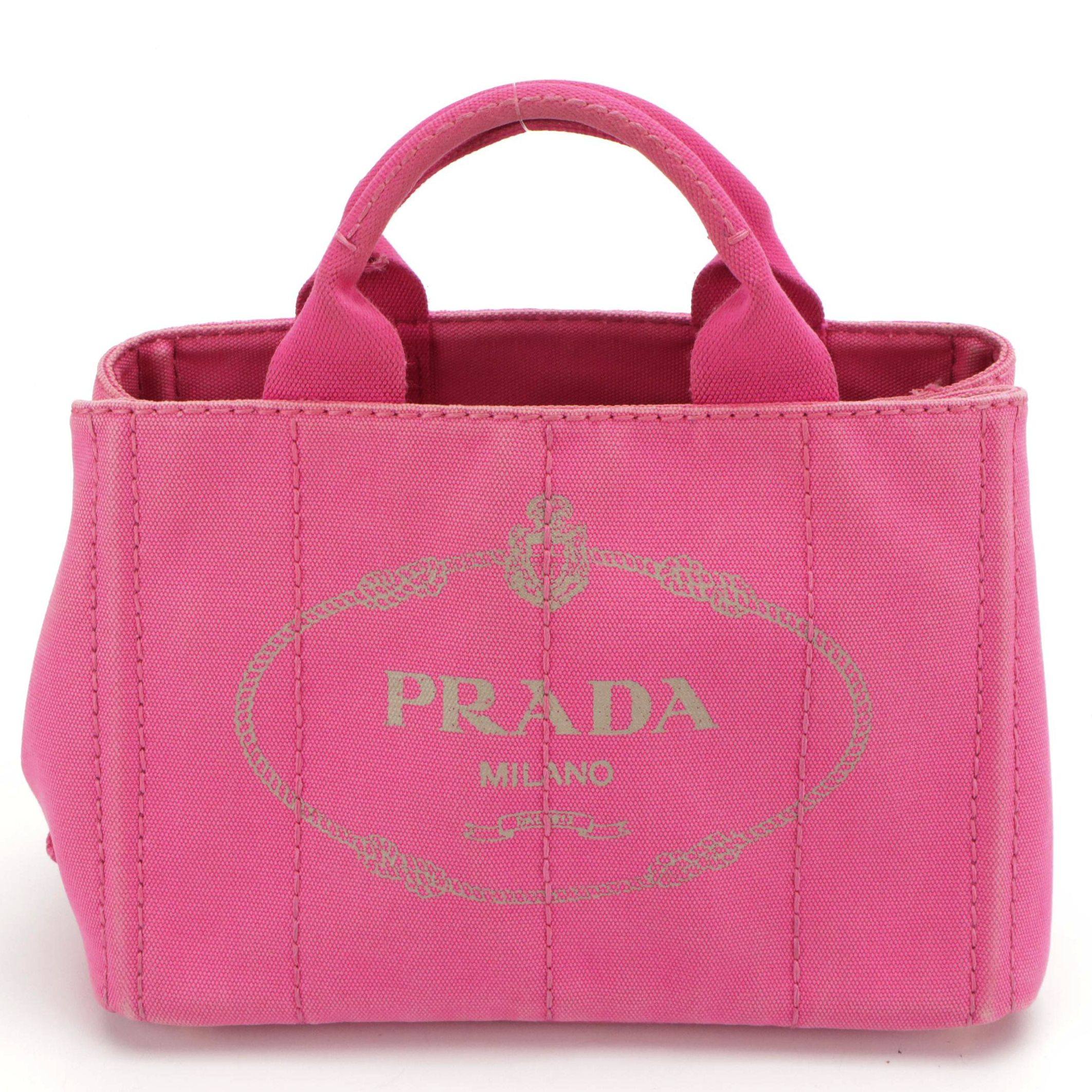 Prada Pink Canapa Canvas Two-Way Bag