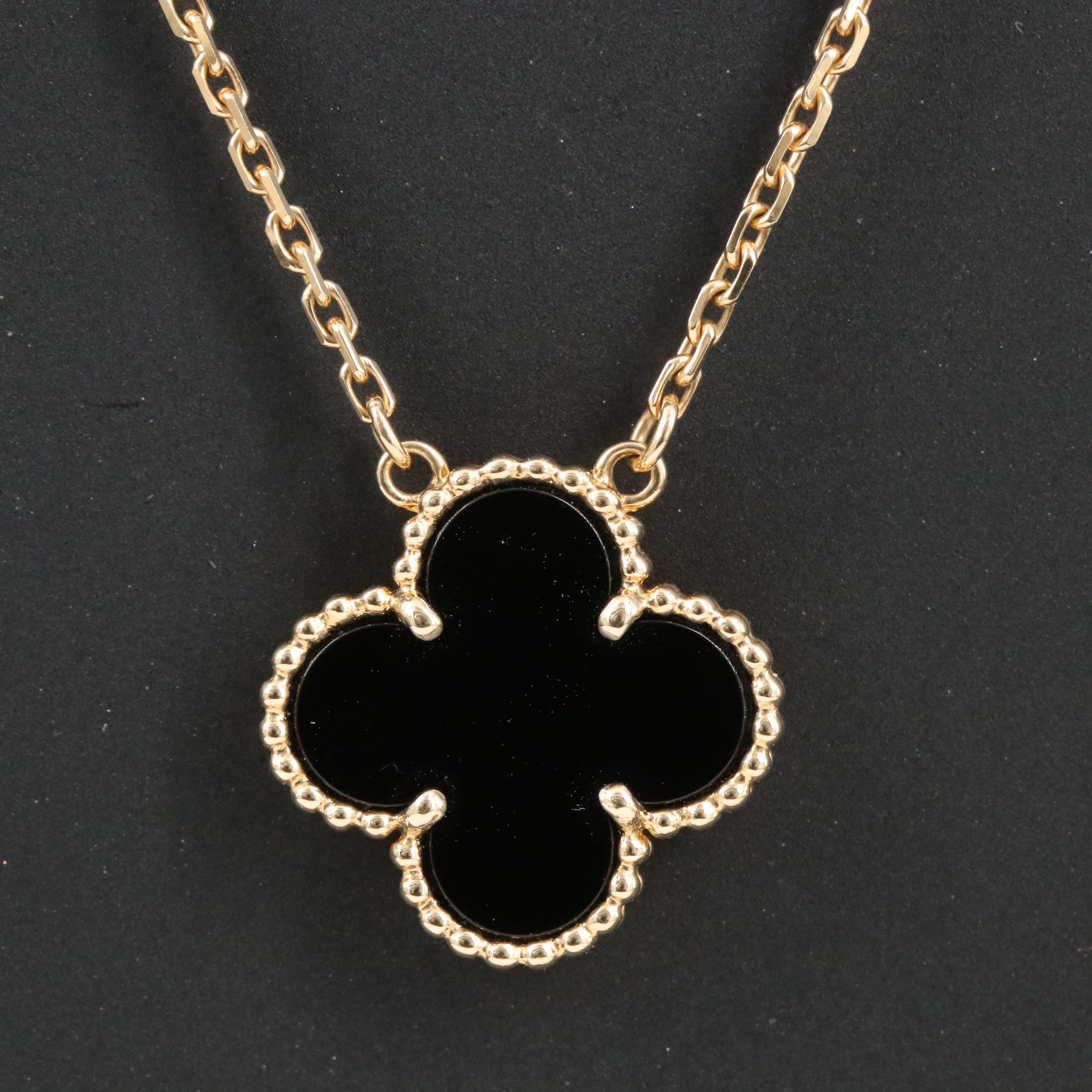 Van Cleef & Arpels Vintage Alhambra 18K Black Onyx Necklace