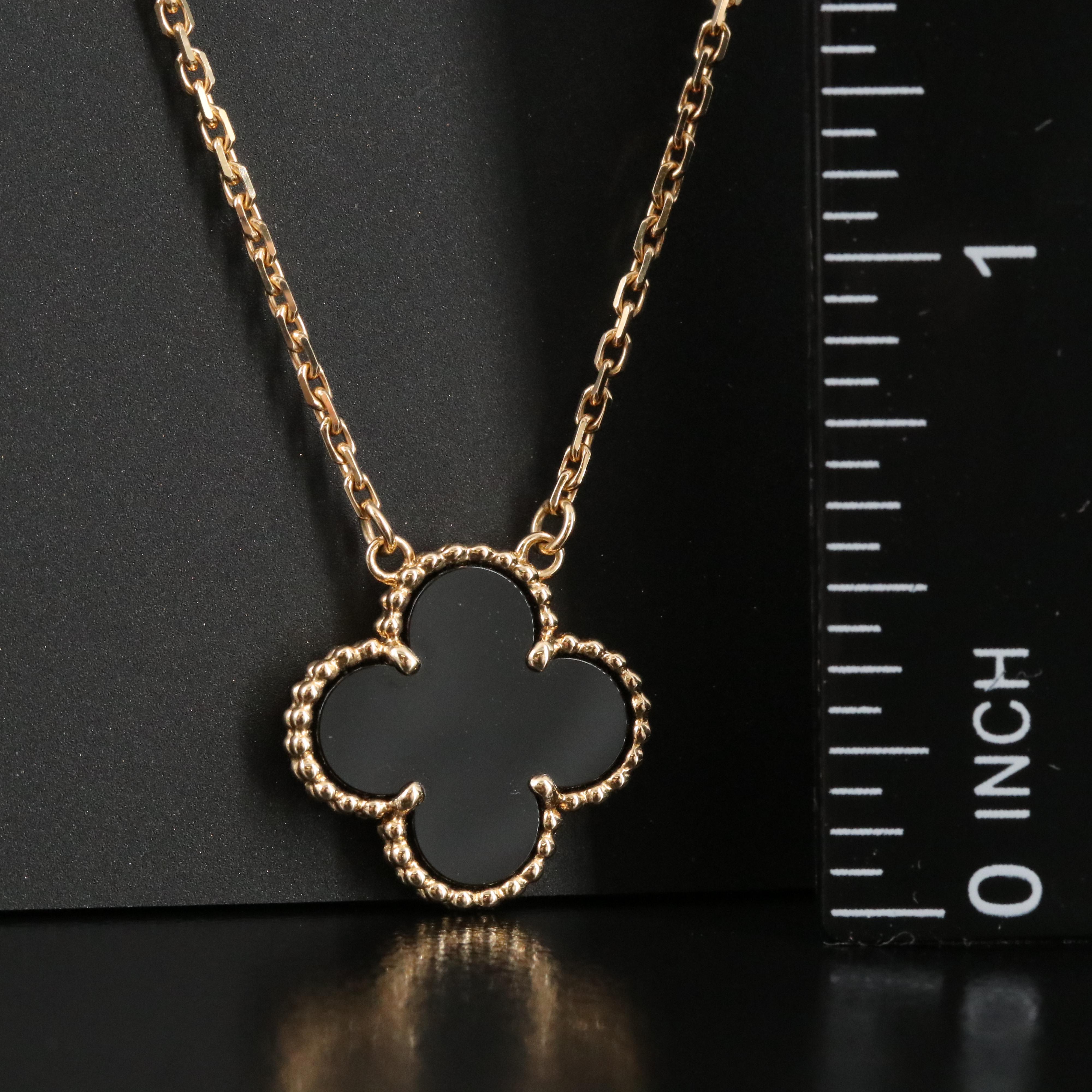 Van Cleef & Arpels Vintage Alhambra 18K Black Onyx Necklace