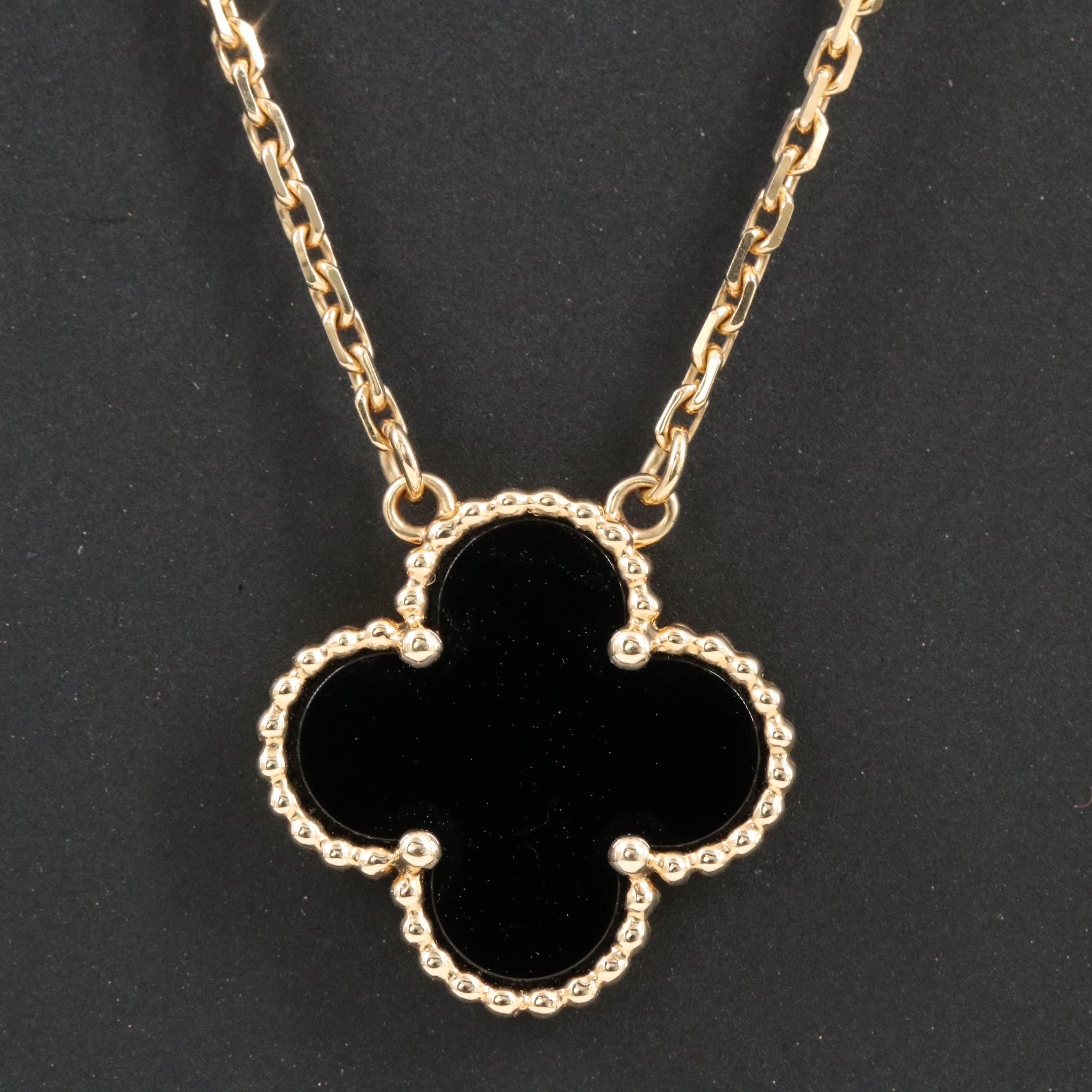 Van Cleef & Arpels Vintage Alhambra 18K Black Onyx Necklace