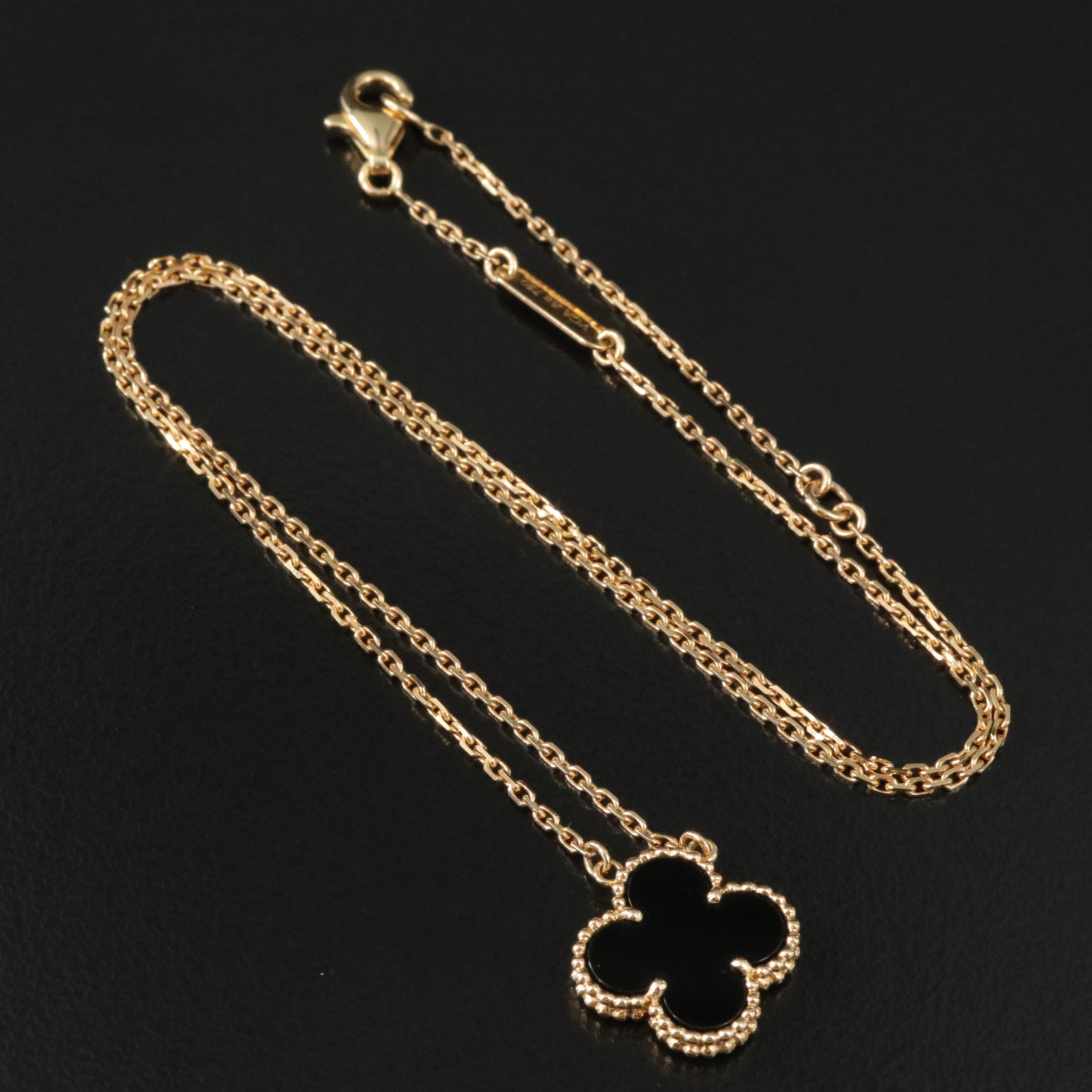 Van Cleef & Arpels Vintage Alhambra 18K Black Onyx Necklace
