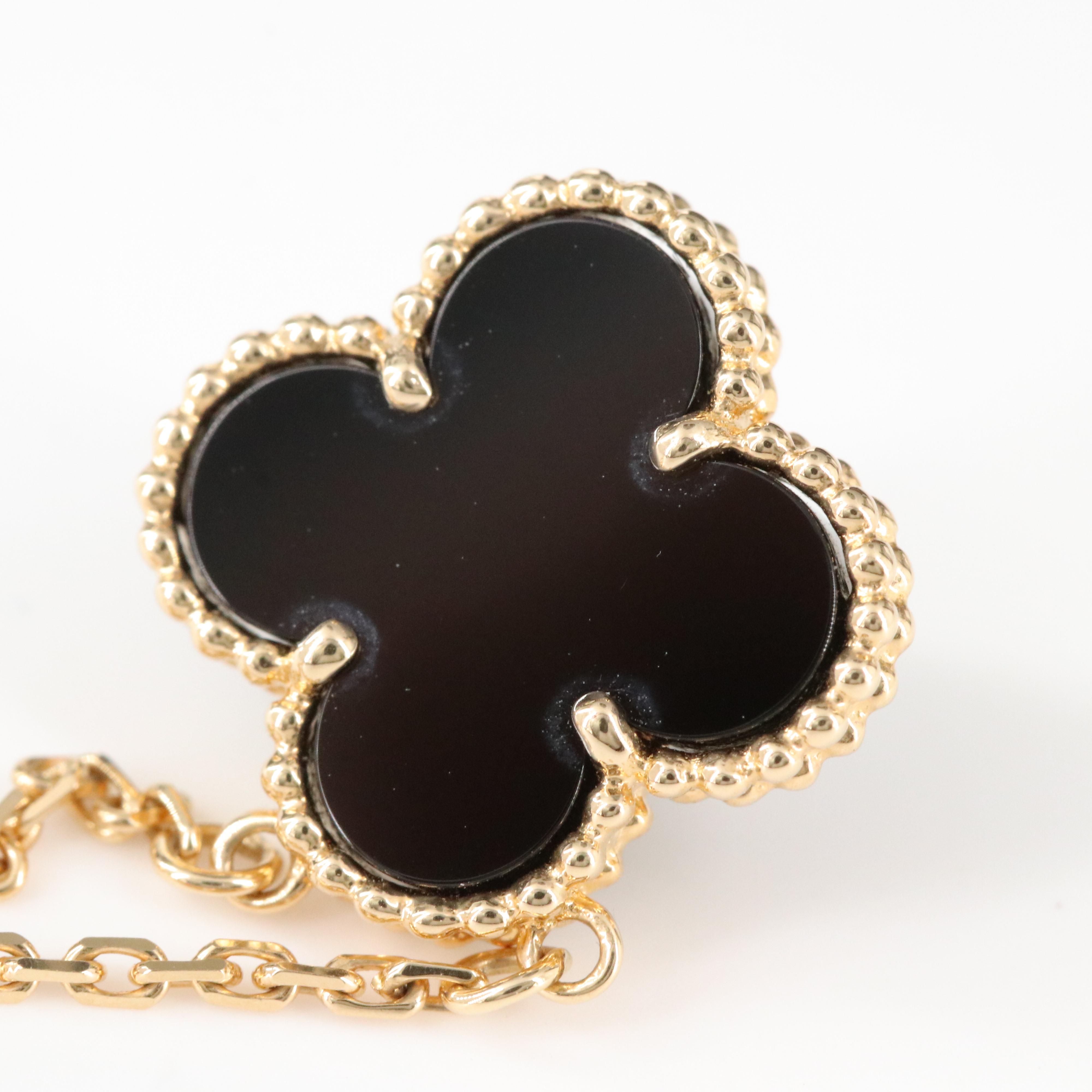 Van Cleef & Arpels Vintage Alhambra 18K Black Onyx Necklace