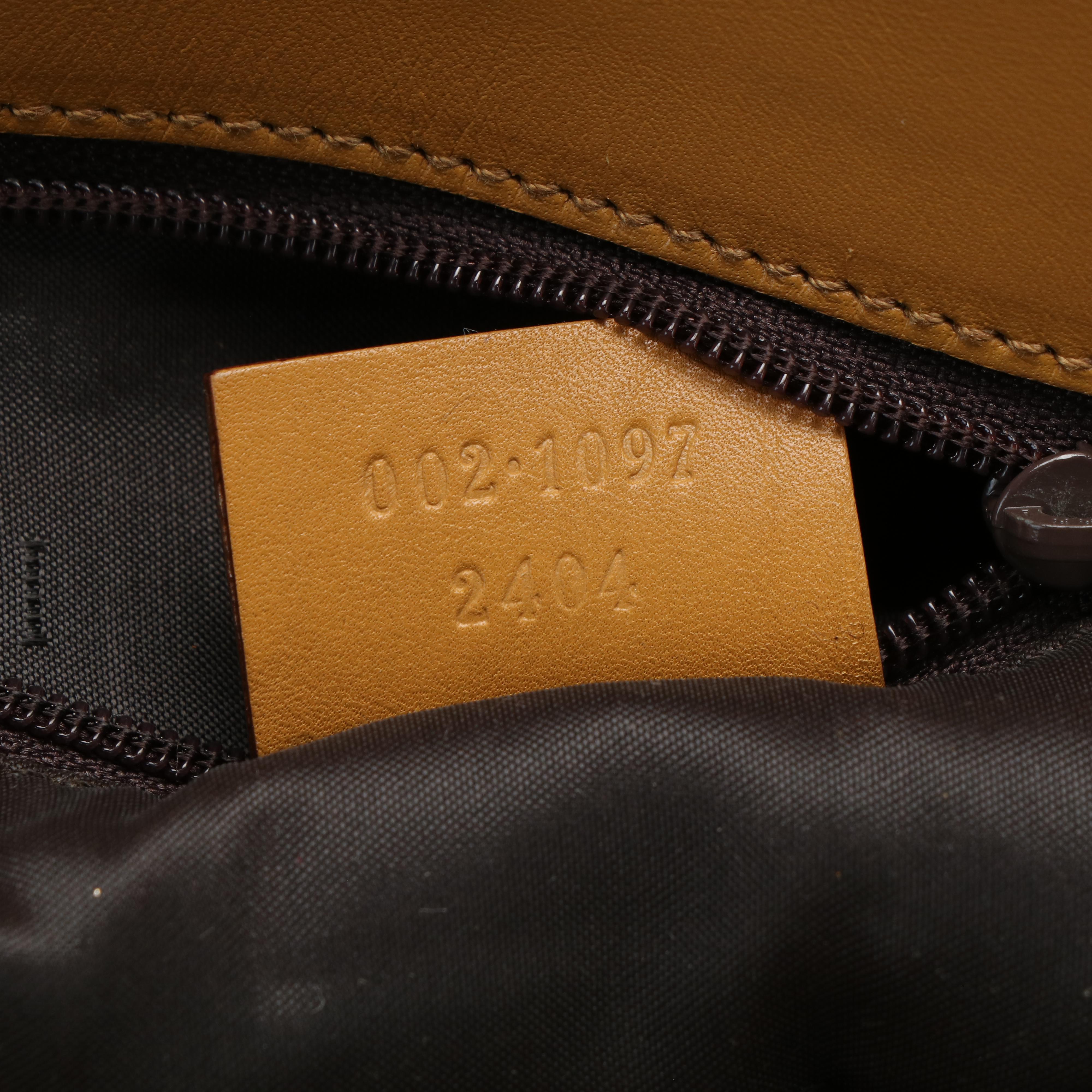 Gucci Shoppers Bucket Tote Bag in GG Monogram Canvas and Brown Leather