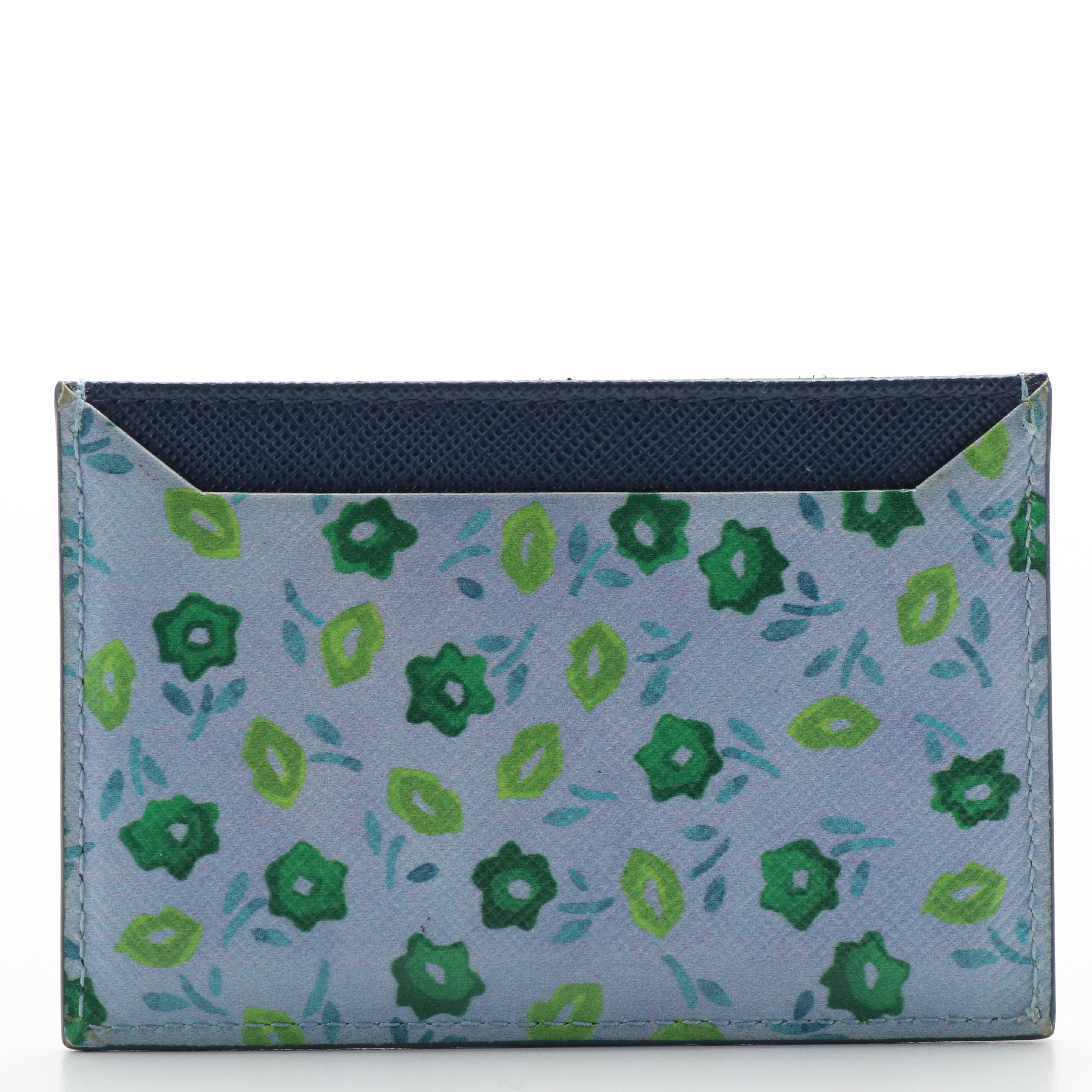 Prada Card Holder in Floral Printed Saffiano Leather