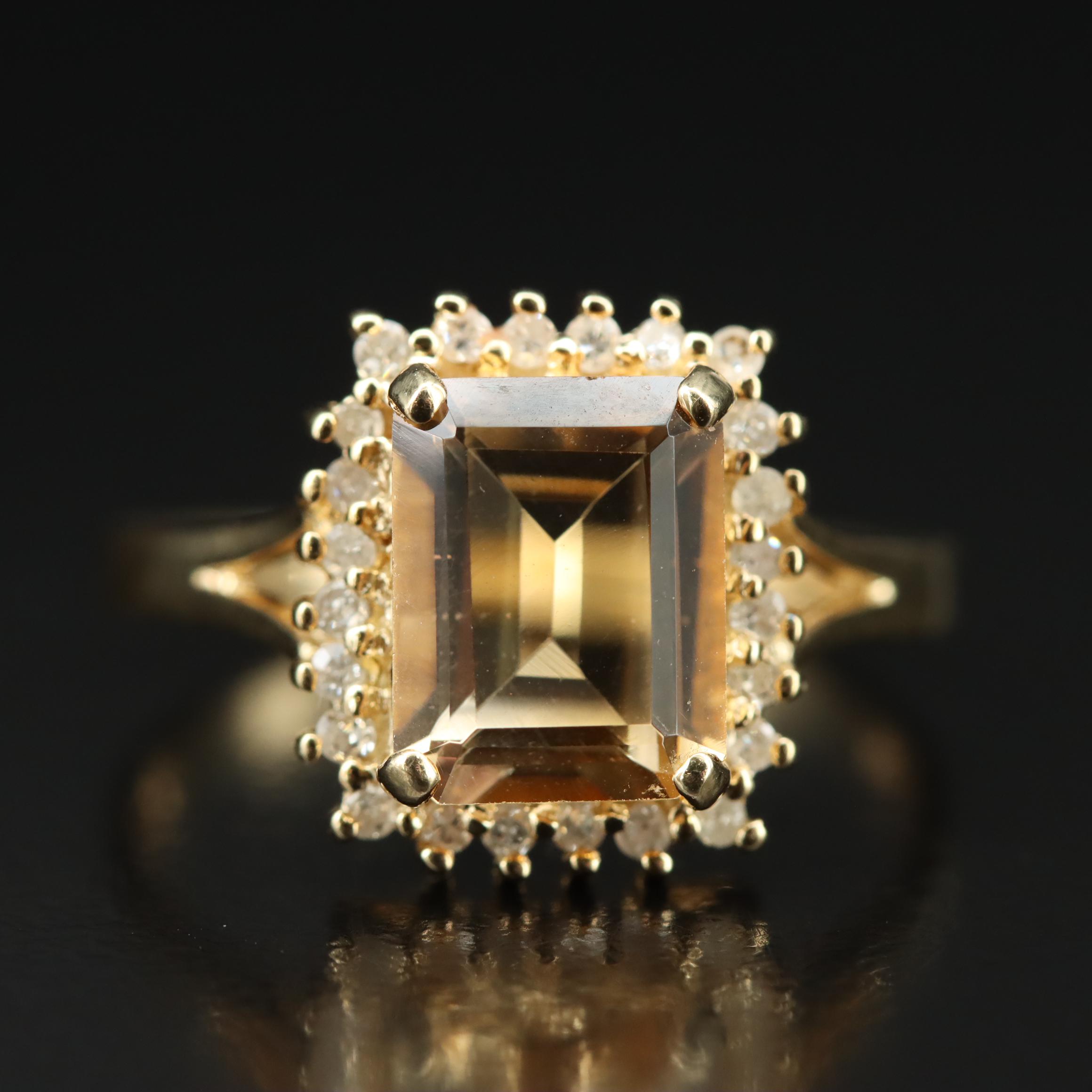 14K Citrine and Diamond Ring