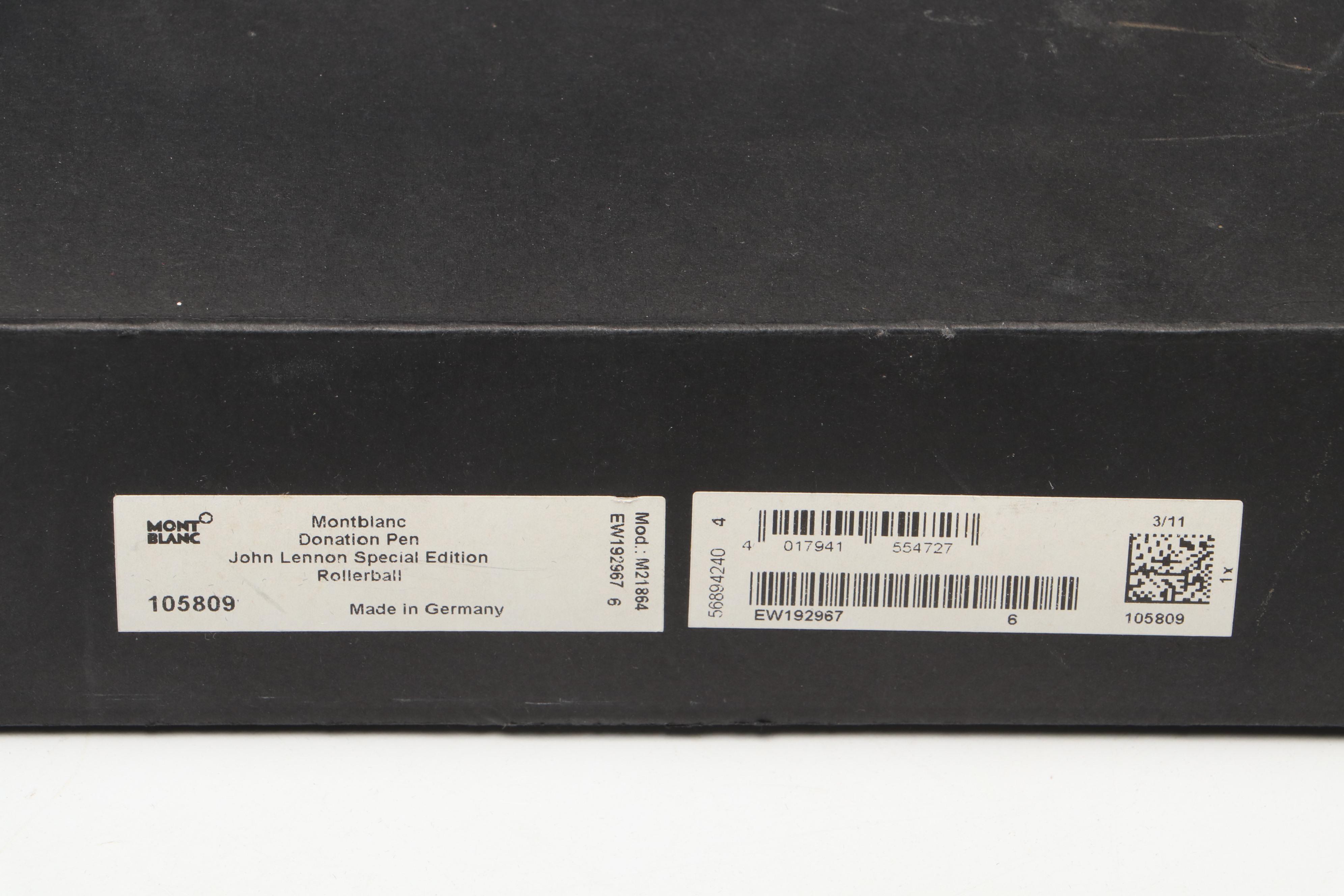 Montblanc "John Lennon" Black Resin Rollerball Pen Set, Late 20th-Early 21st C.