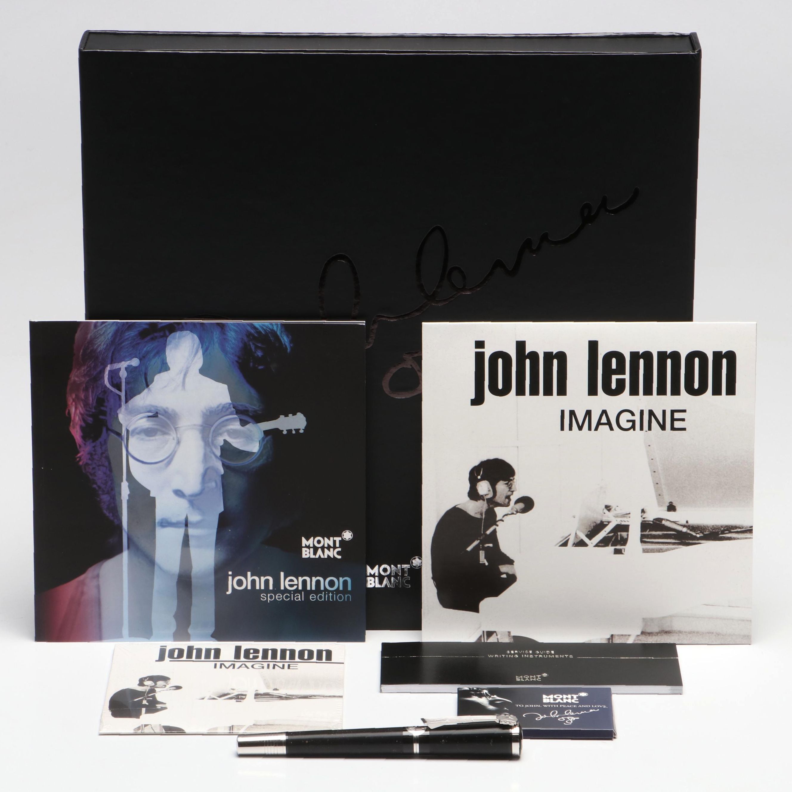 Montblanc "John Lennon" Black Resin Rollerball Pen Set, Late 20th-Early 21st C.