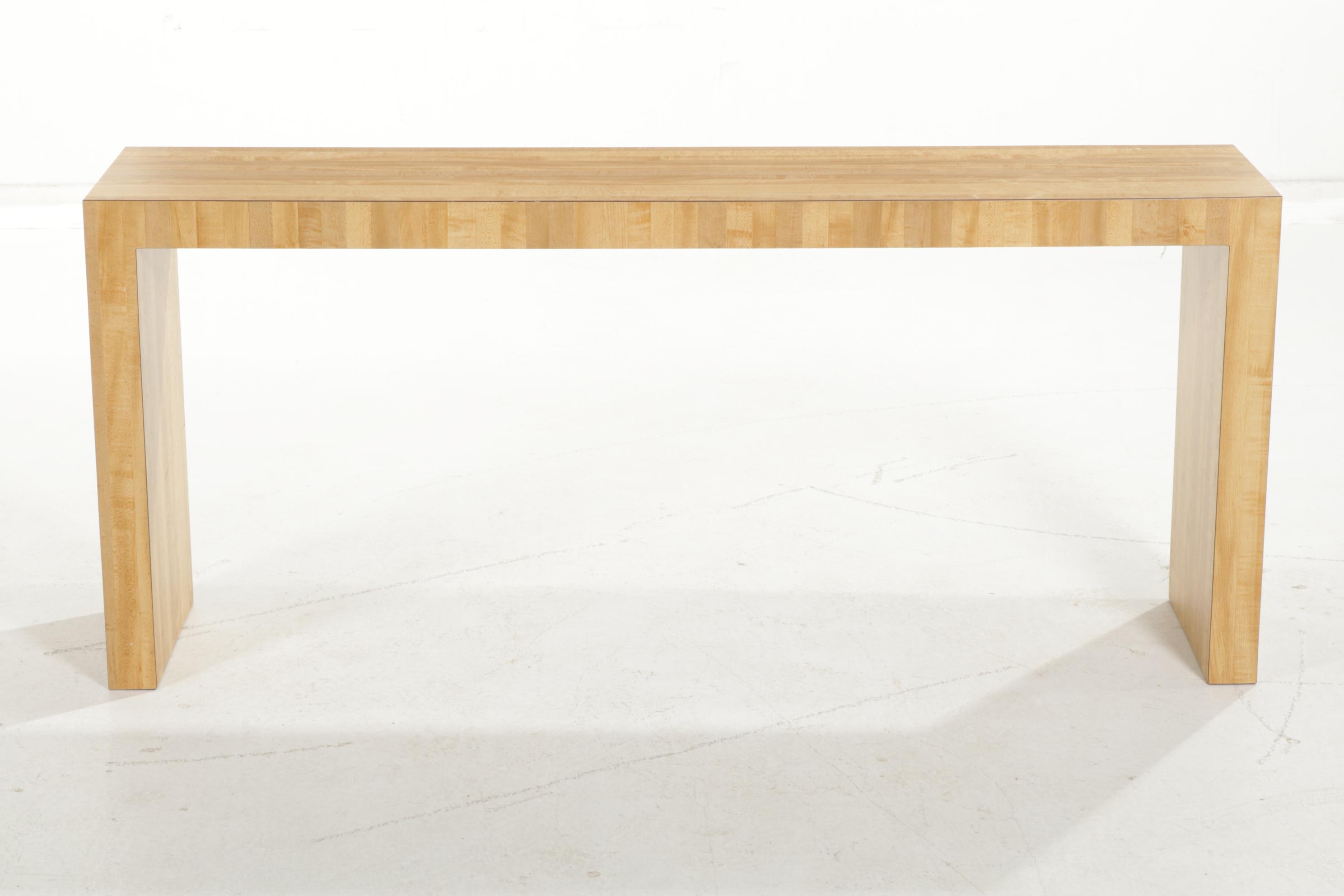 Waterfall Sofa Table with Wood Grain Laminate Finish