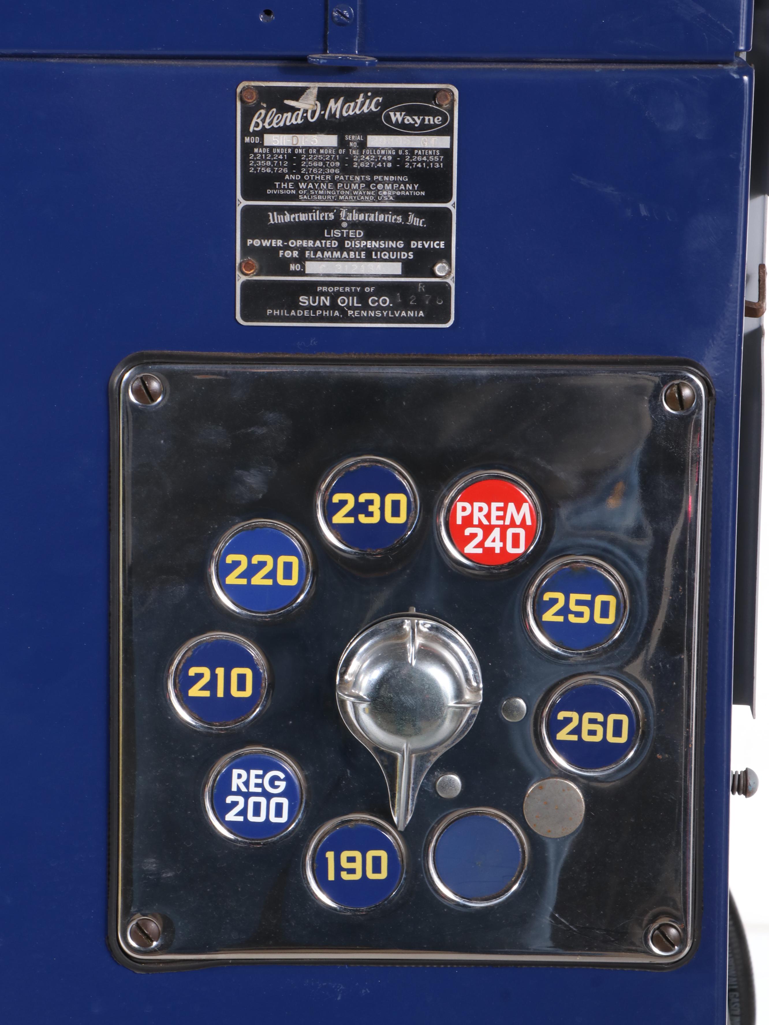 Wayne Blend-O-Matic Blue Sunoco Gas Pump, Mid-20th Century