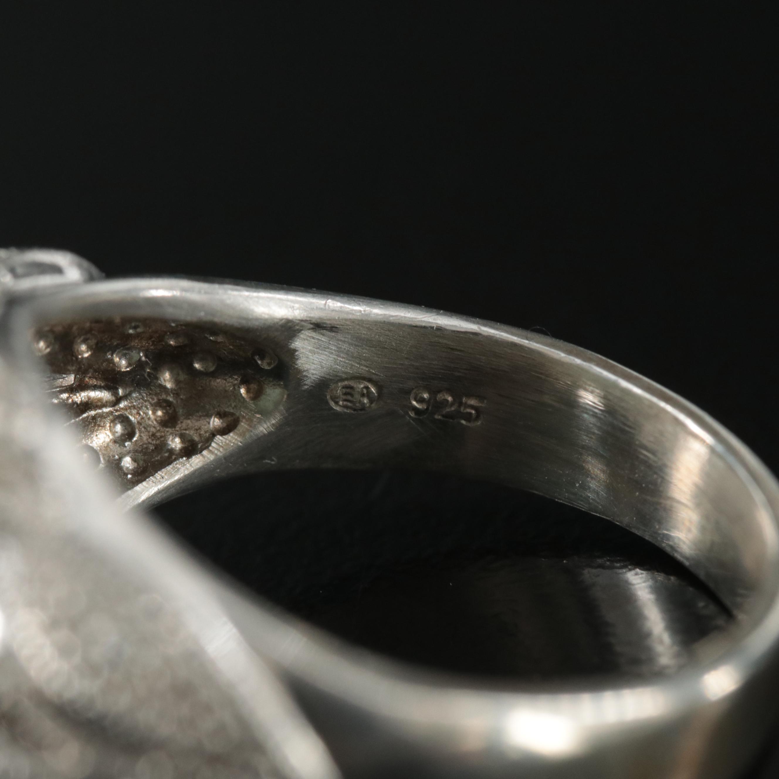 Sterling Jadeite and Diamond Ring