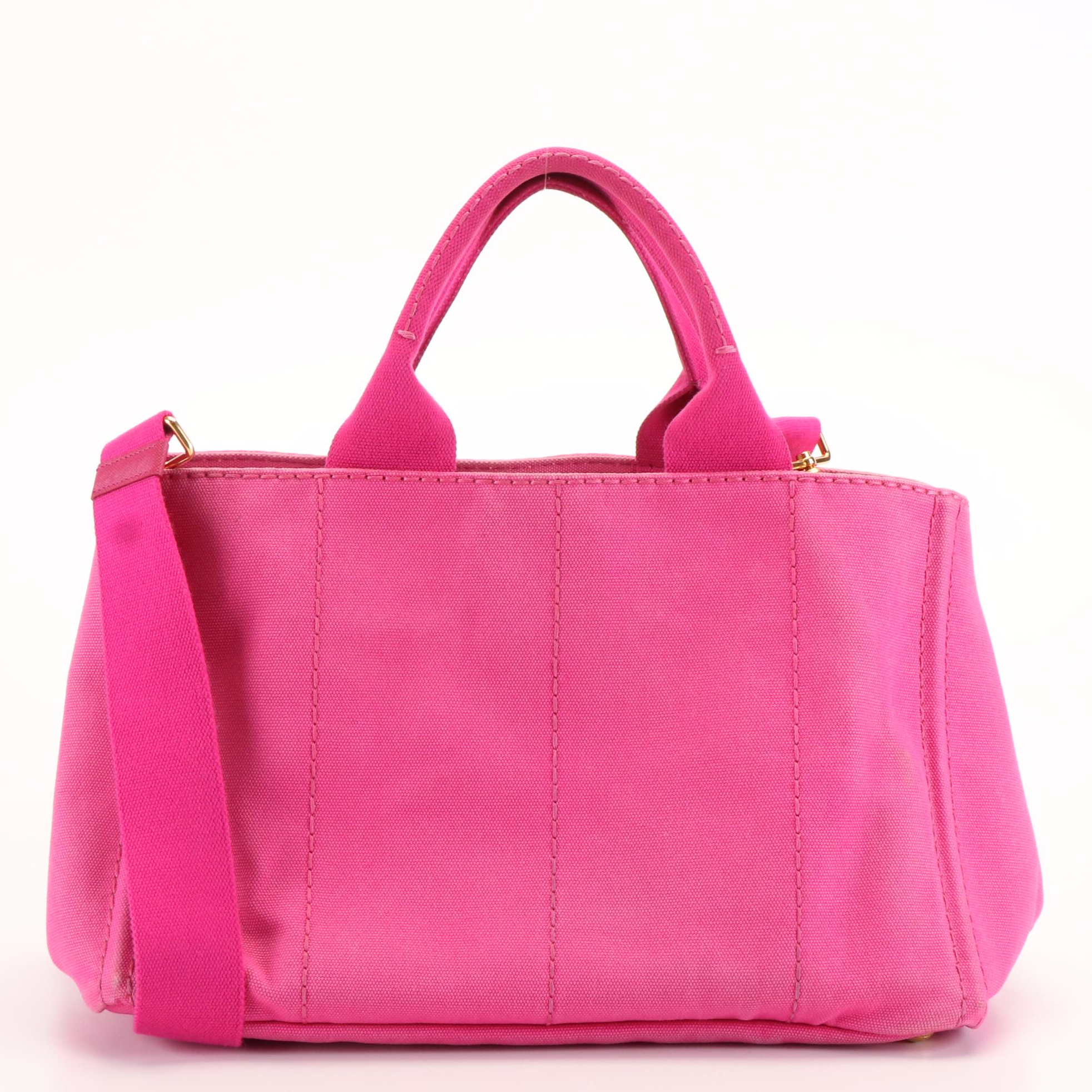 Prada Canapa Tote Bag with Strap in Pink Canvas