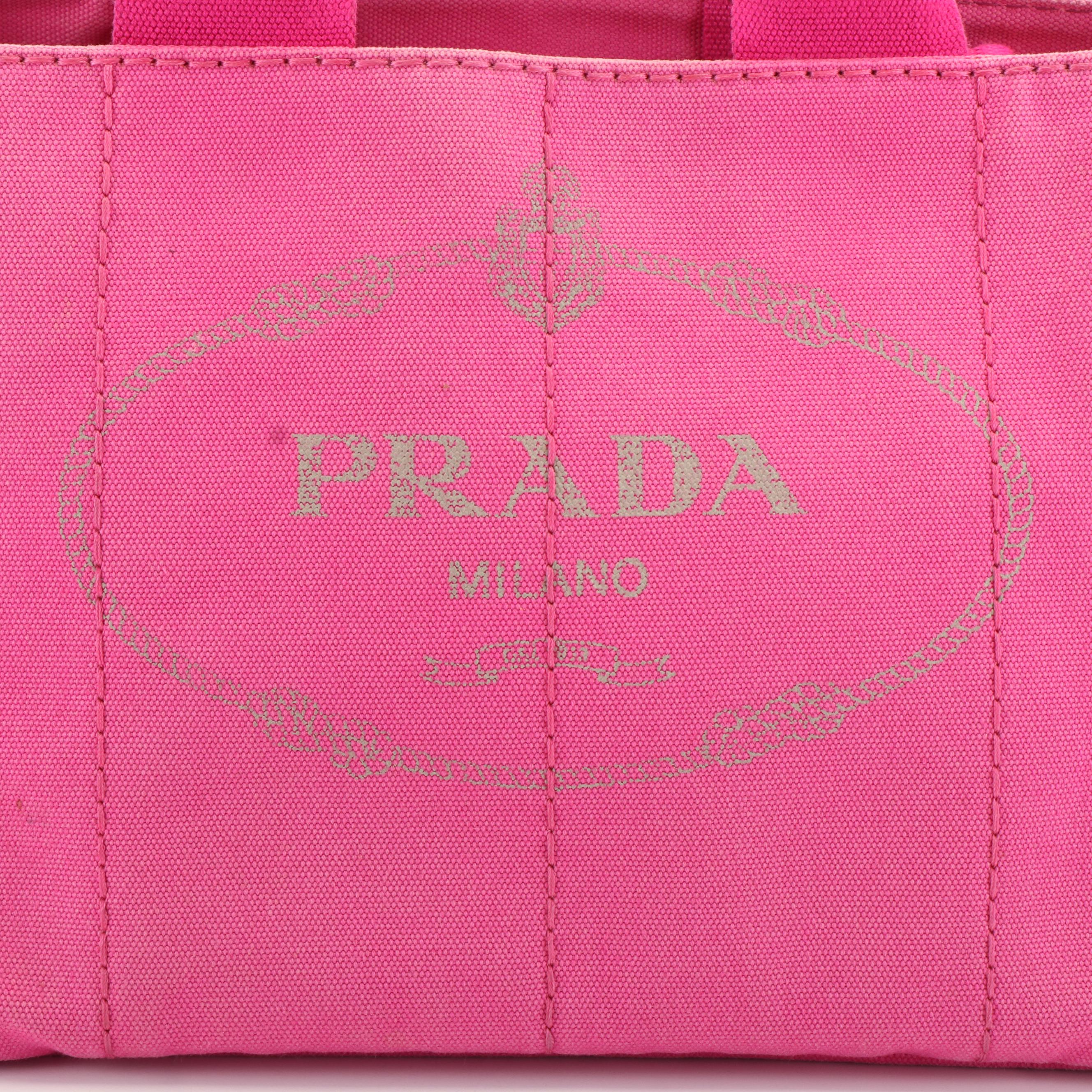 Prada Canapa Tote Bag with Strap in Pink Canvas