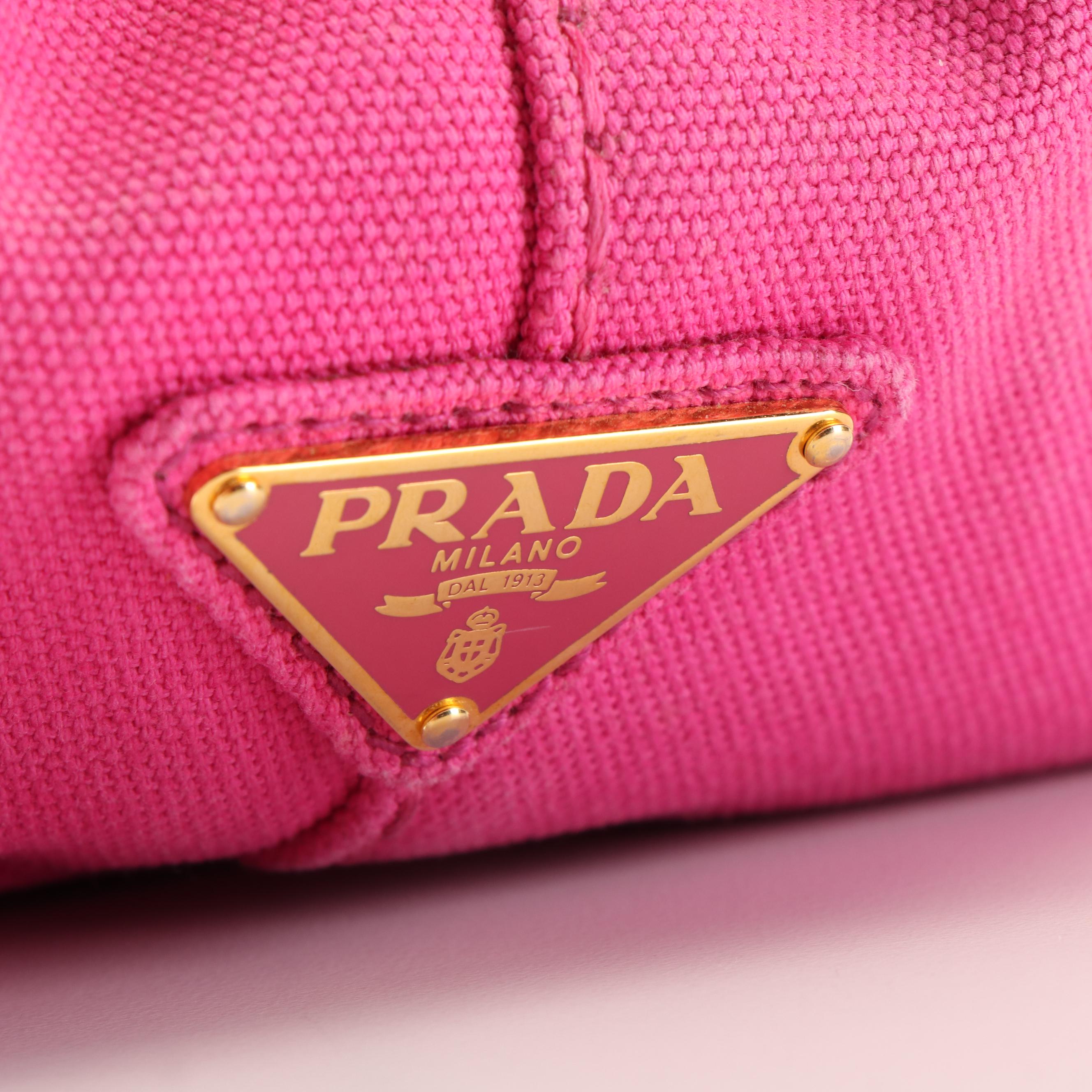 Prada Canapa Tote Bag with Strap in Pink Canvas