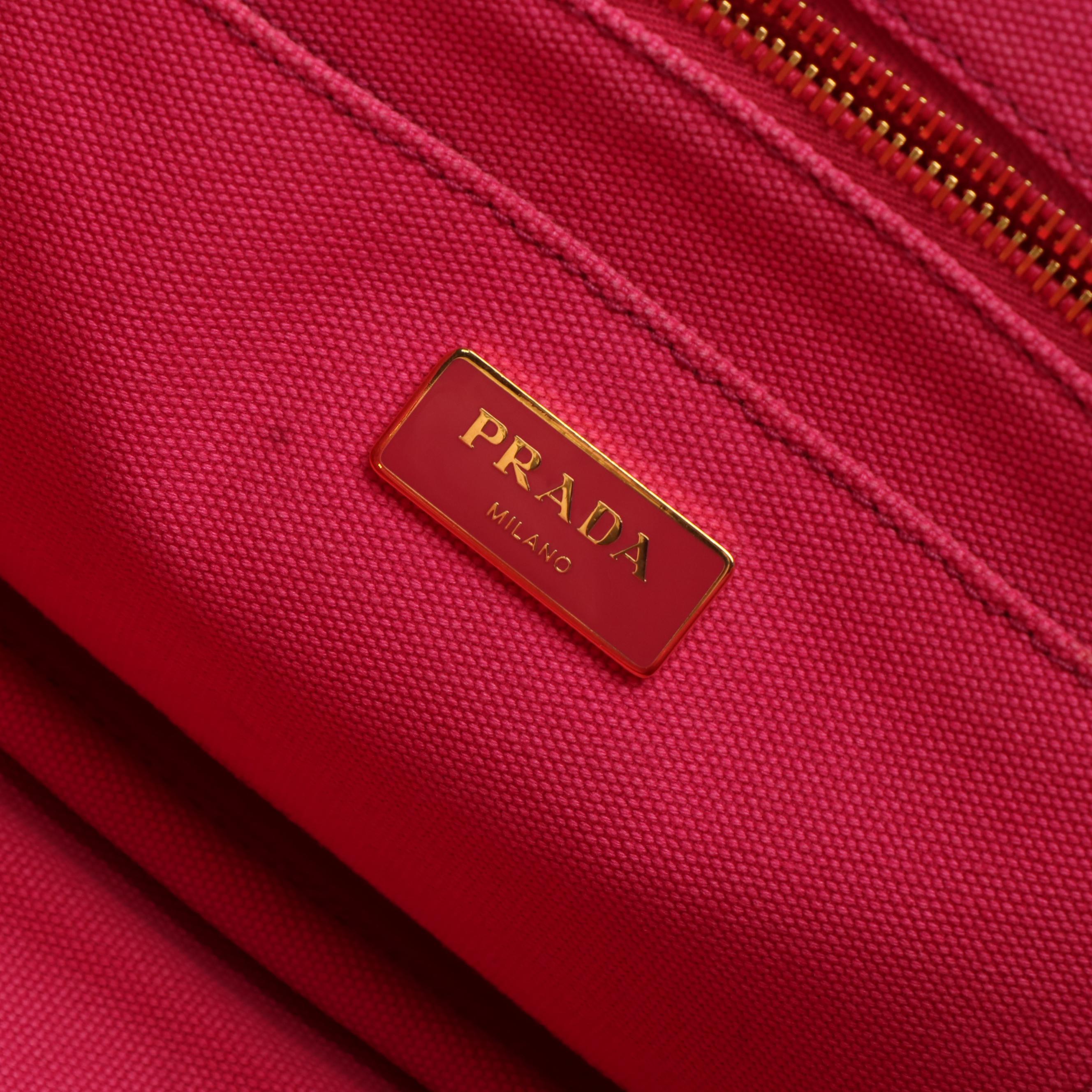 Prada Canapa Tote Bag with Strap in Pink Canvas
