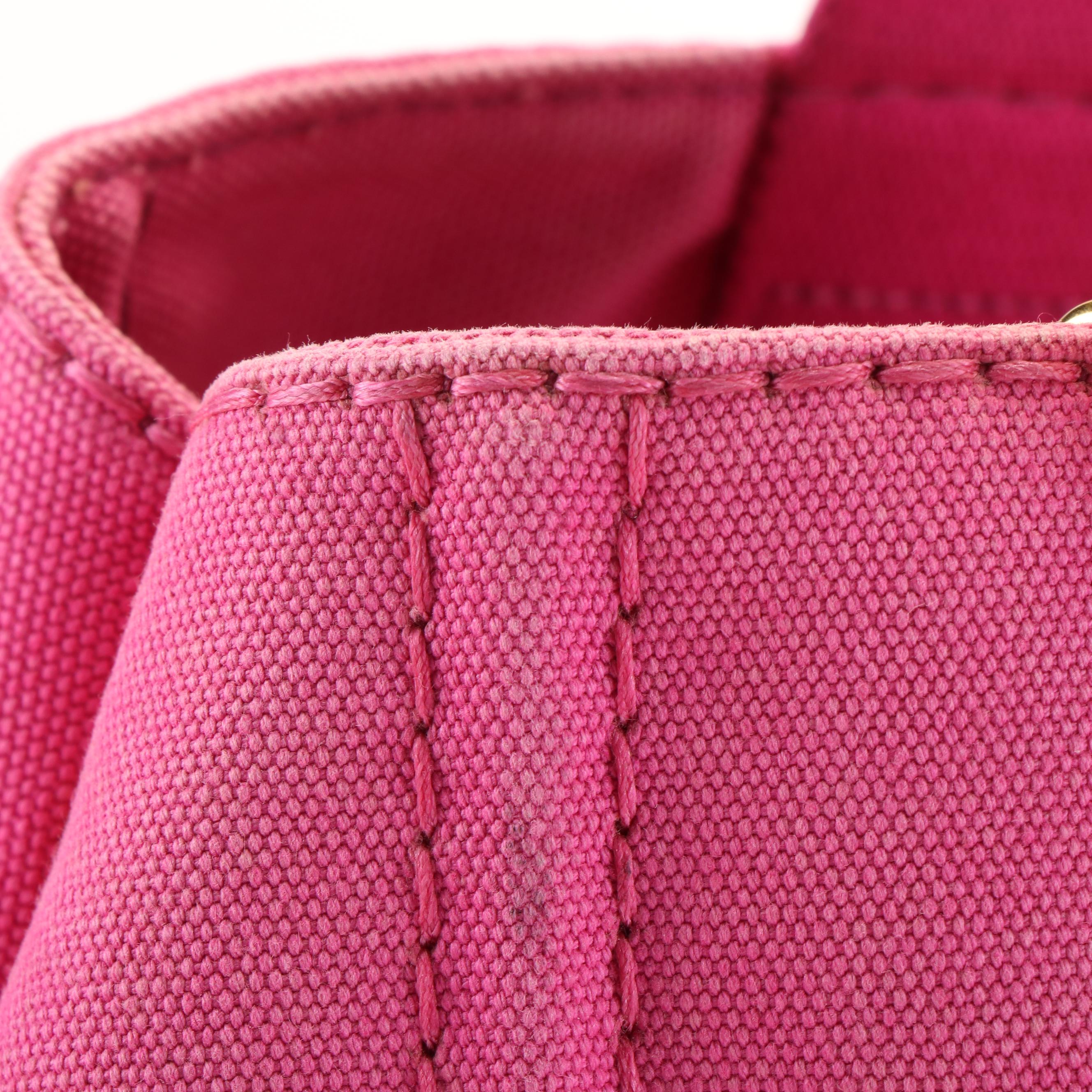 Prada Canapa Tote Bag with Strap in Pink Canvas