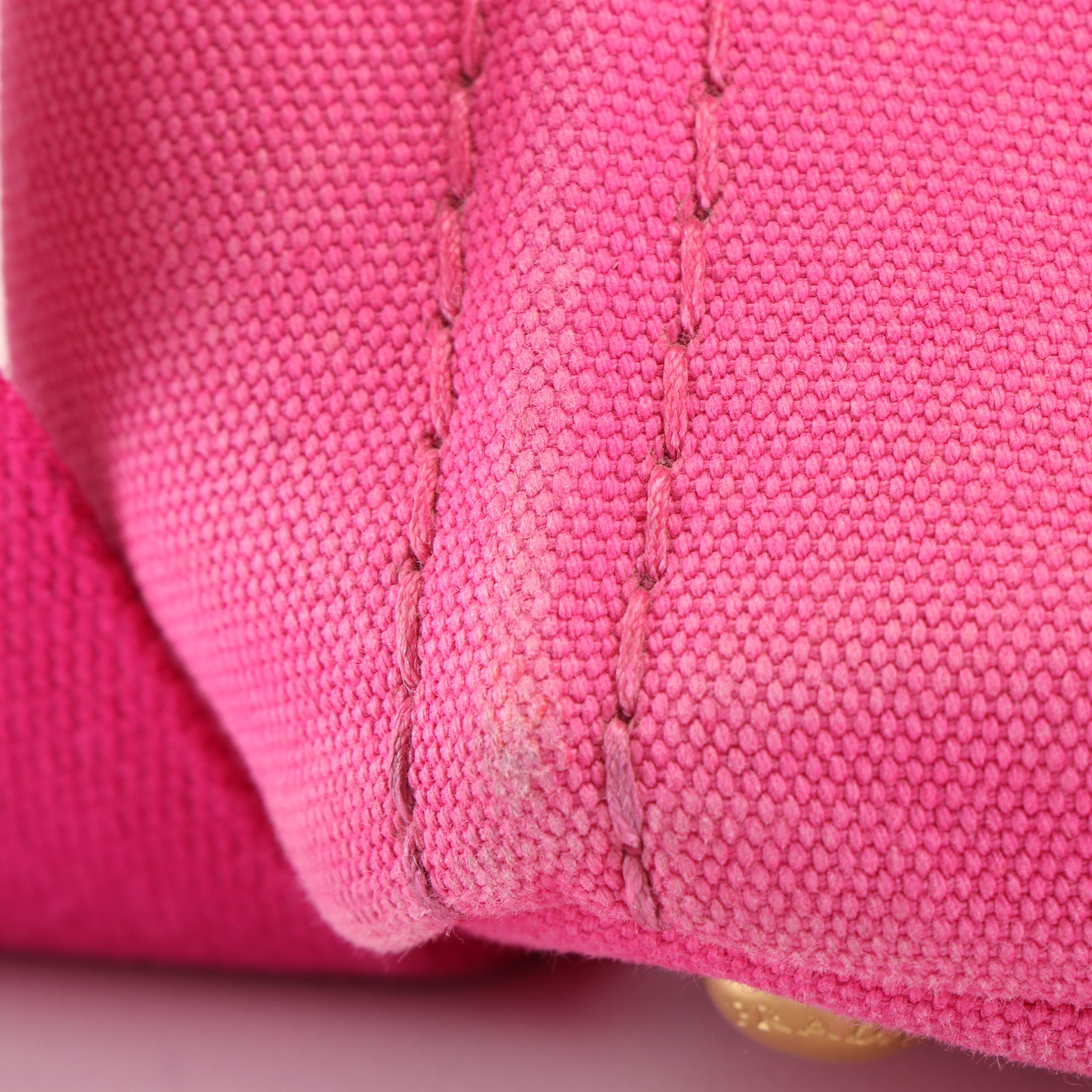 Prada Canapa Tote Bag with Strap in Pink Canvas