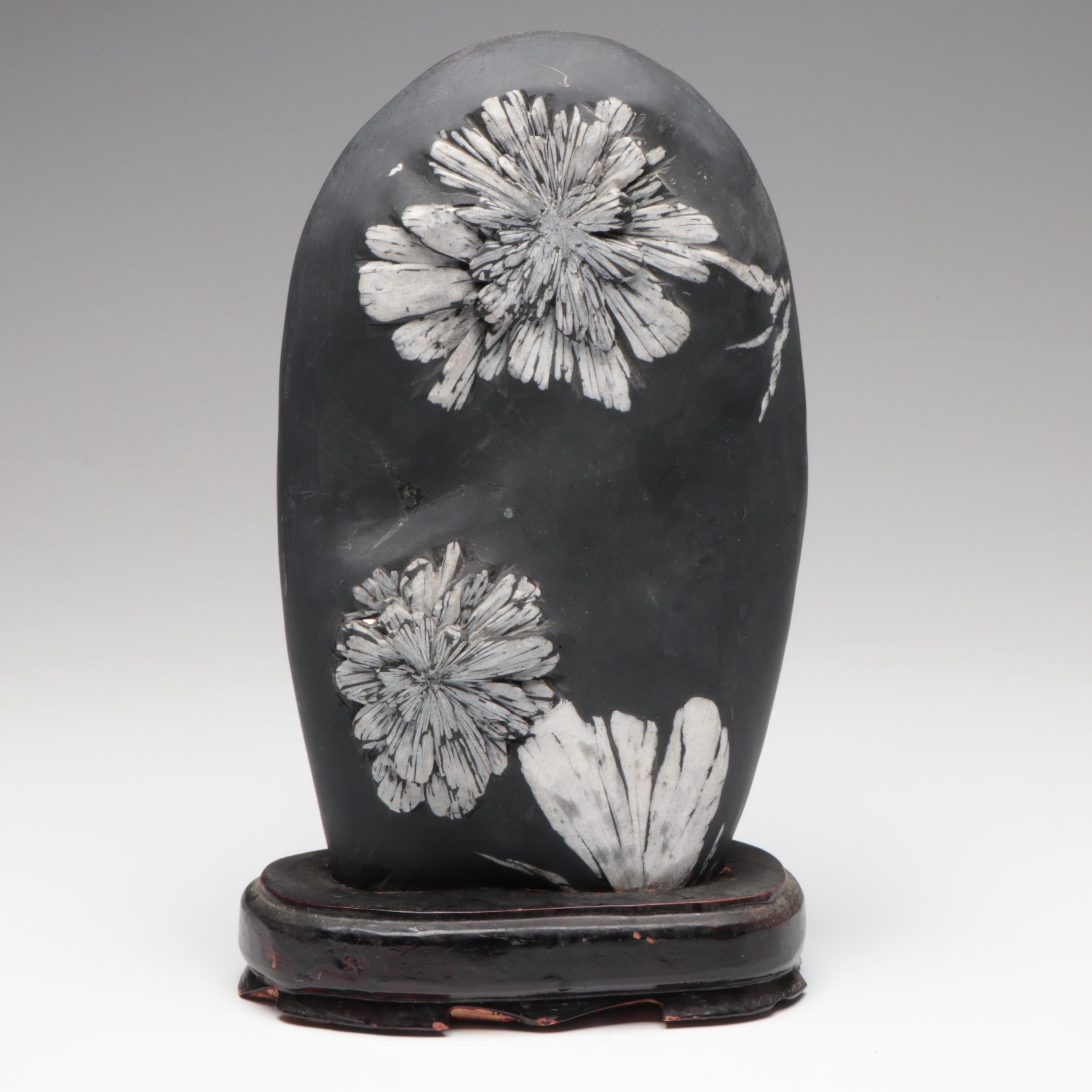Chrysanthemum Stone on Wood Base