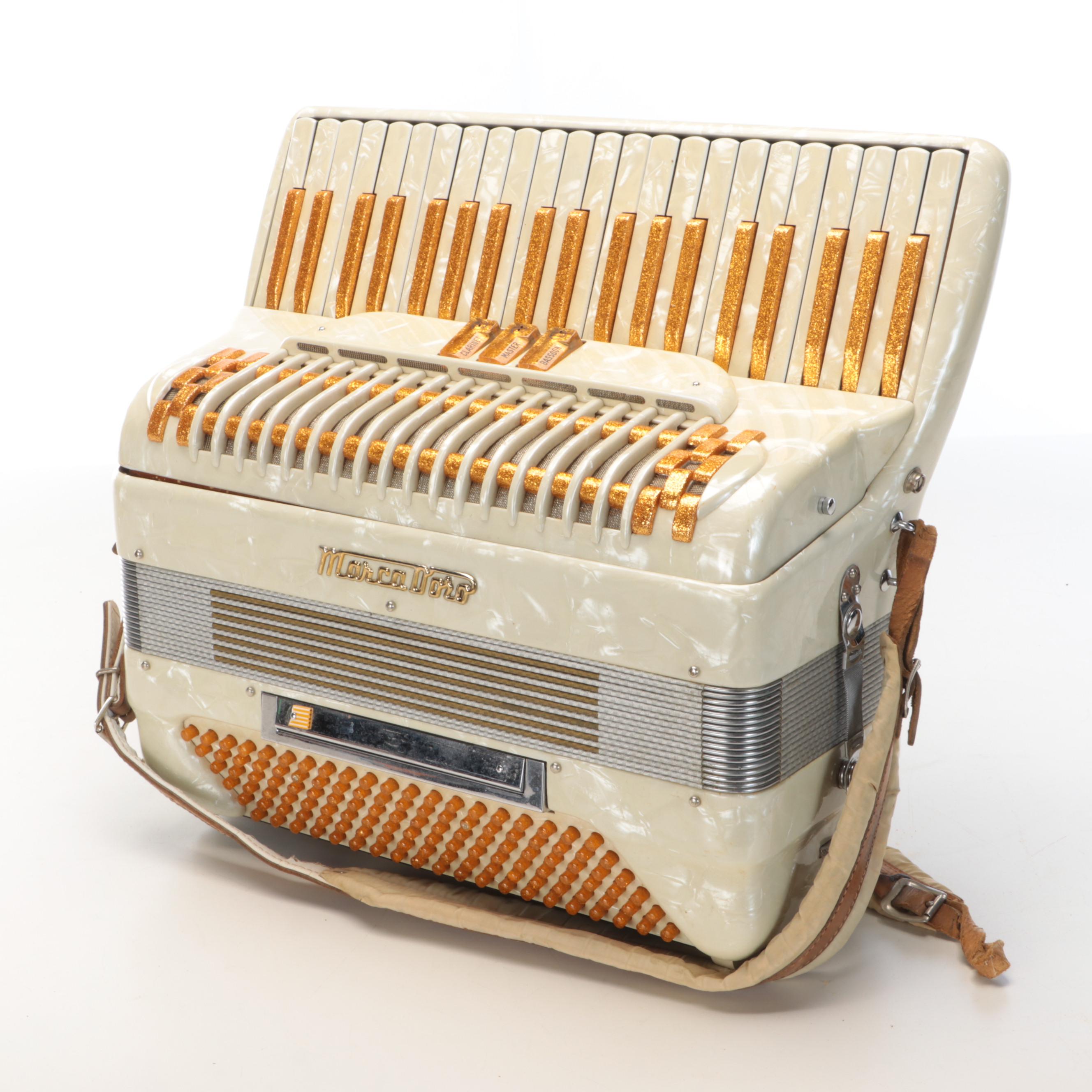 Italian Marco D'oro 41 Key Mother-of-Pearl Resin Piano Accordion