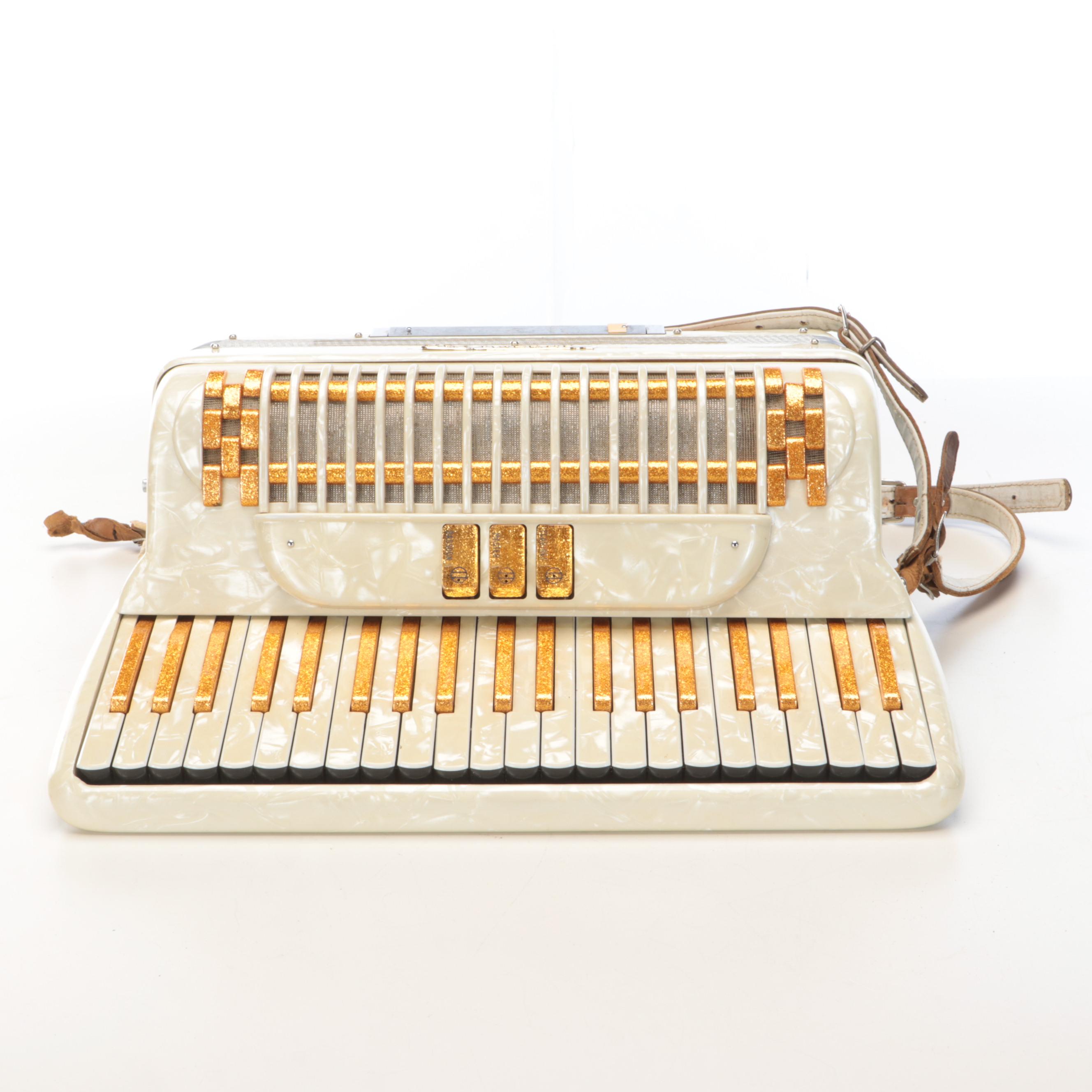 Italian Marco D'oro 41 Key Mother-of-Pearl Resin Piano Accordion