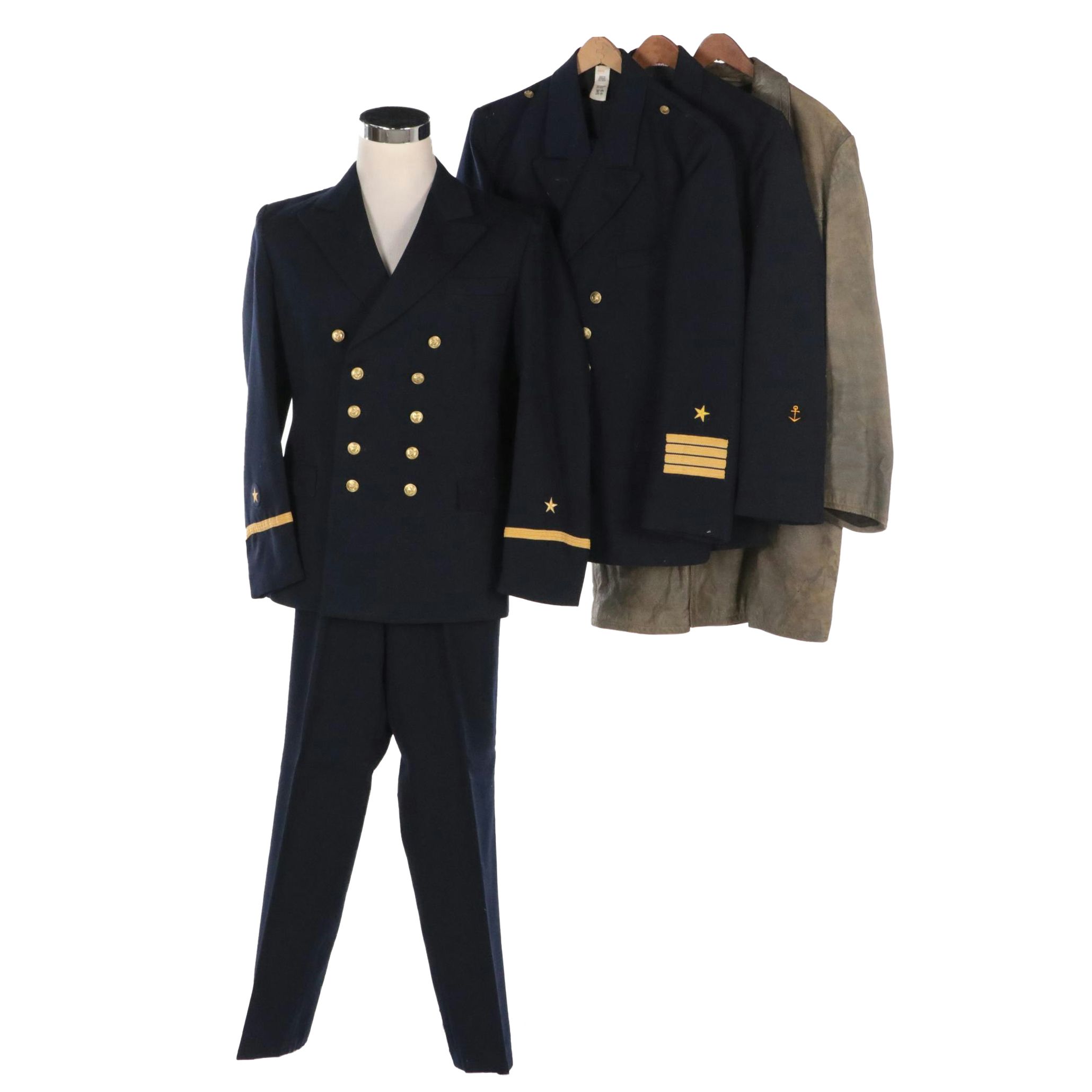 Cold War Era East German Volksmarine Dress Uniforms and Leather Coat