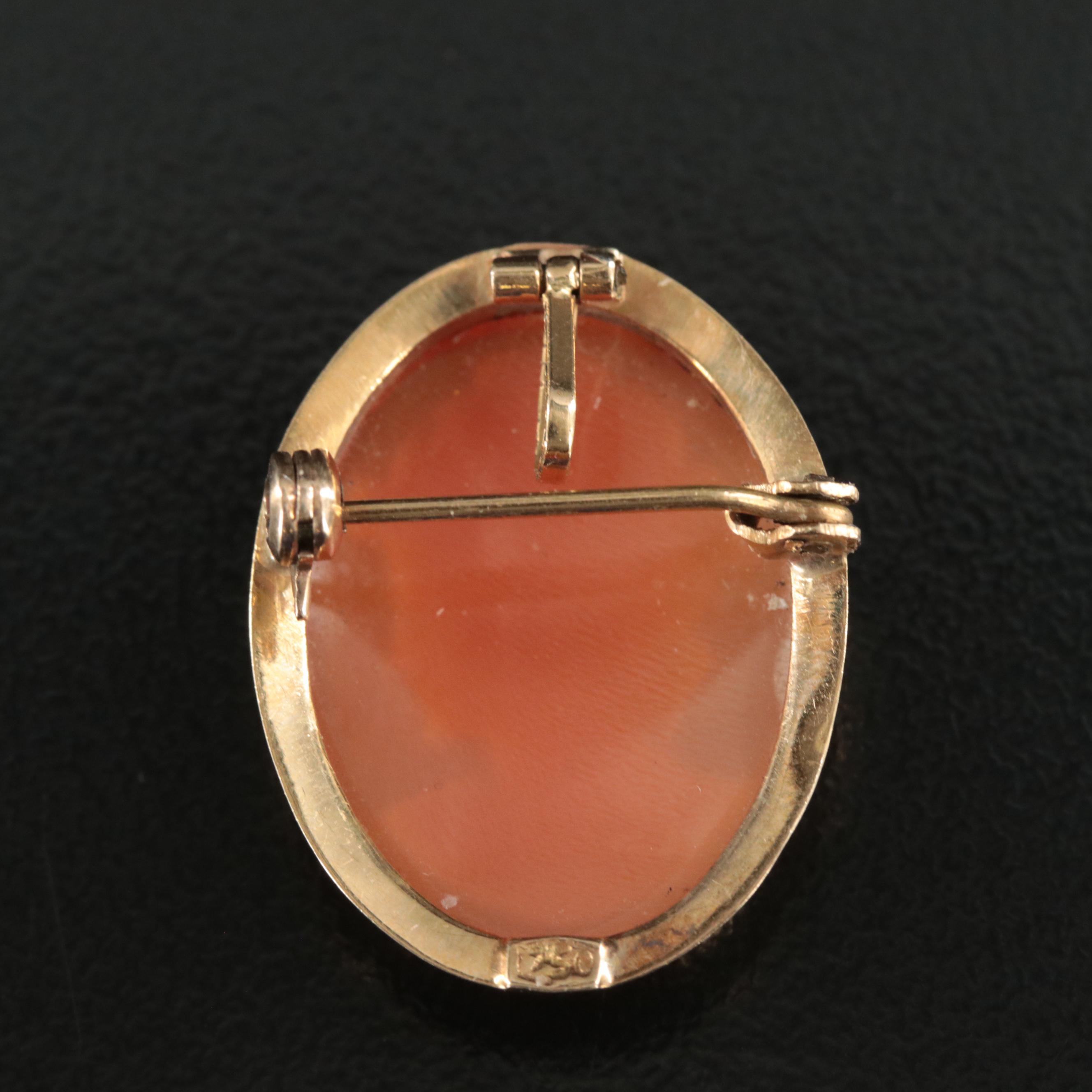 18K Shell Cameo Converter Brooch