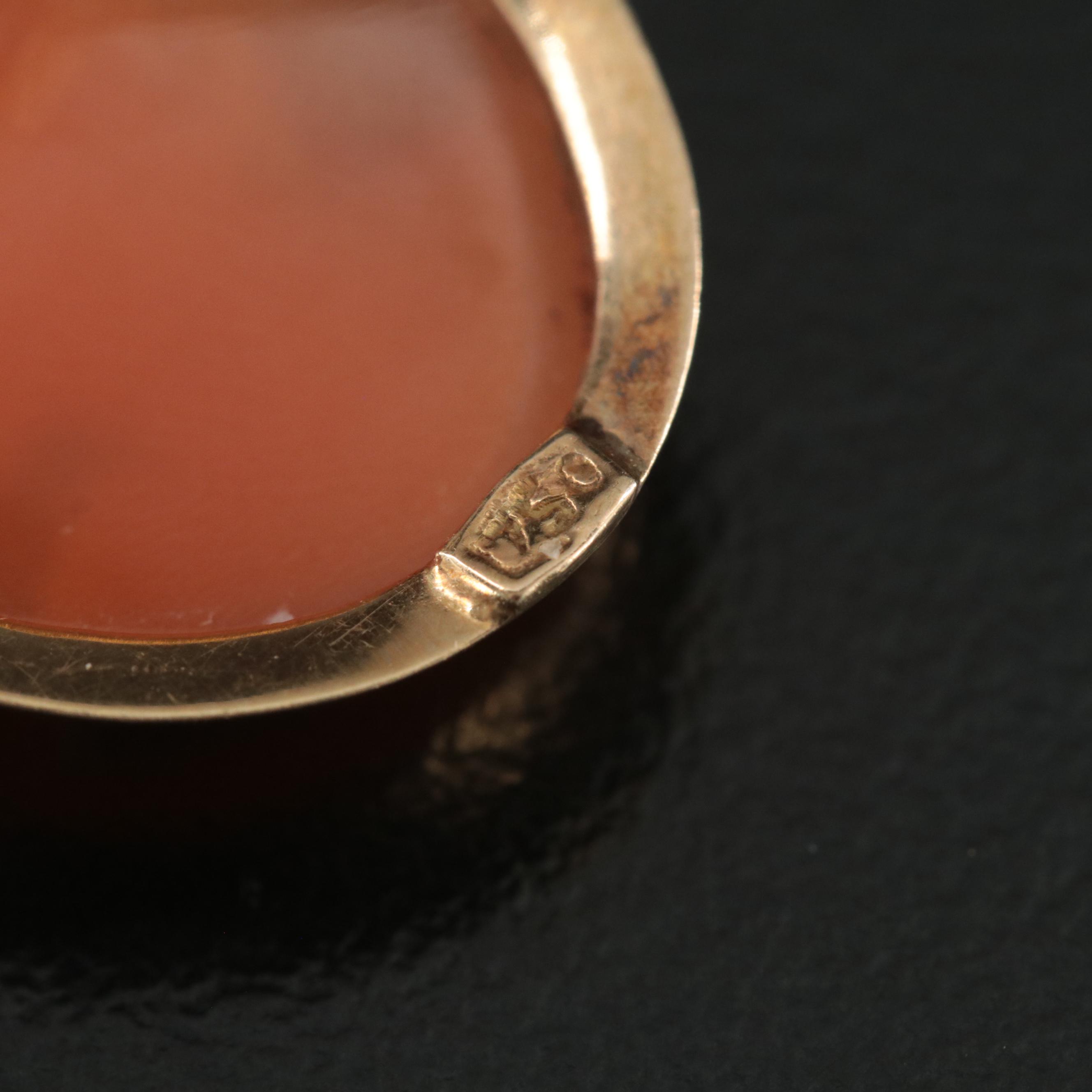 18K Shell Cameo Converter Brooch