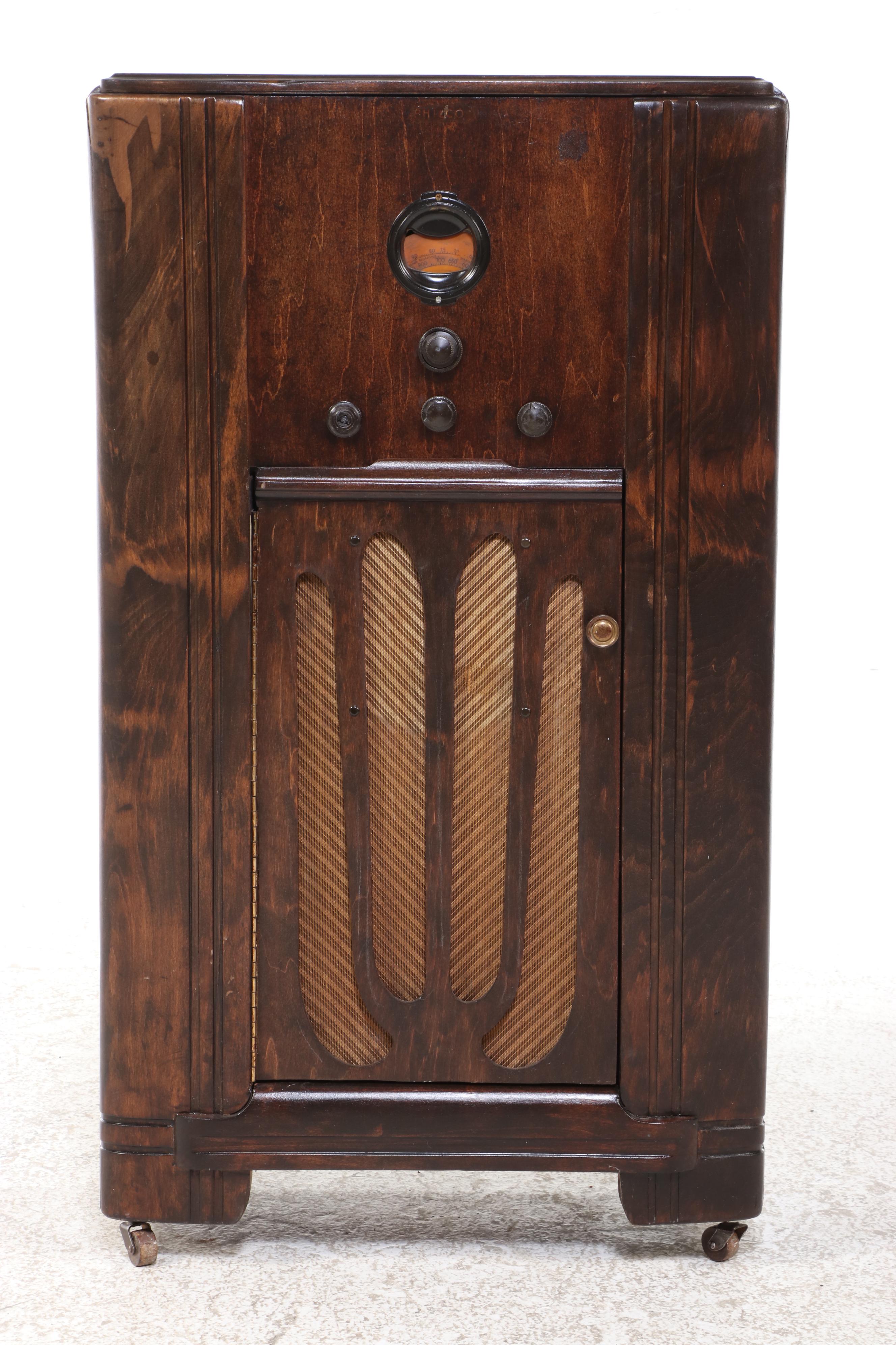 Philco Art Deco Console Radio Converted Cabinet, Early 20th Century