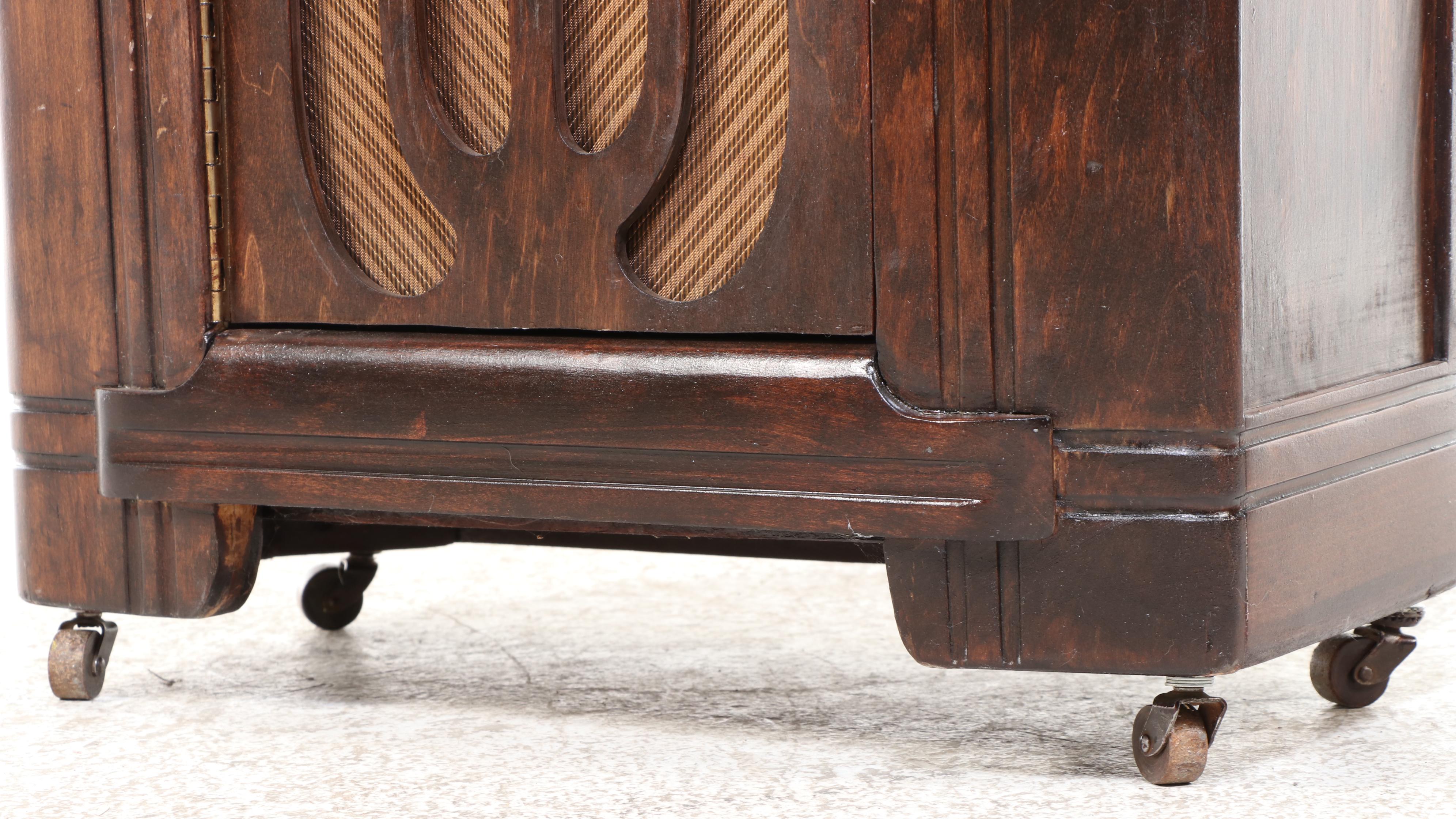 Philco Art Deco Console Radio Converted Cabinet, Early 20th Century