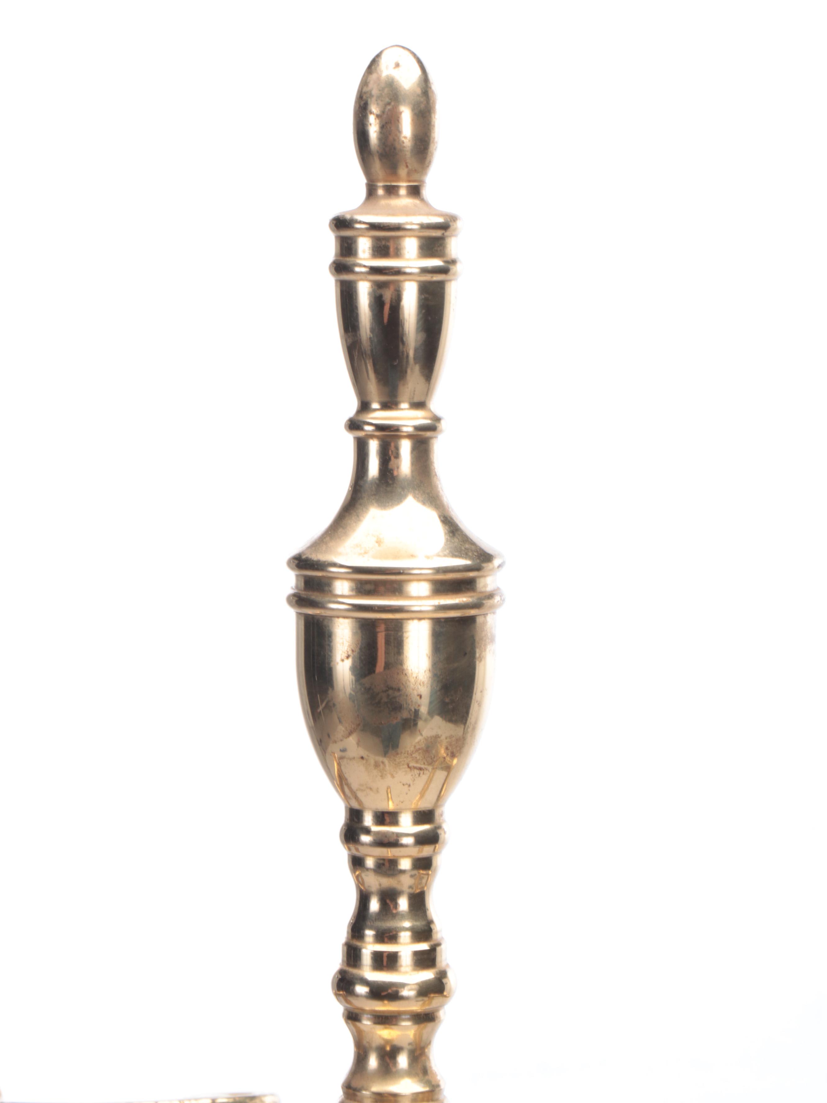 Federal Style Brass and Cast Iron Fireplace Tool Set