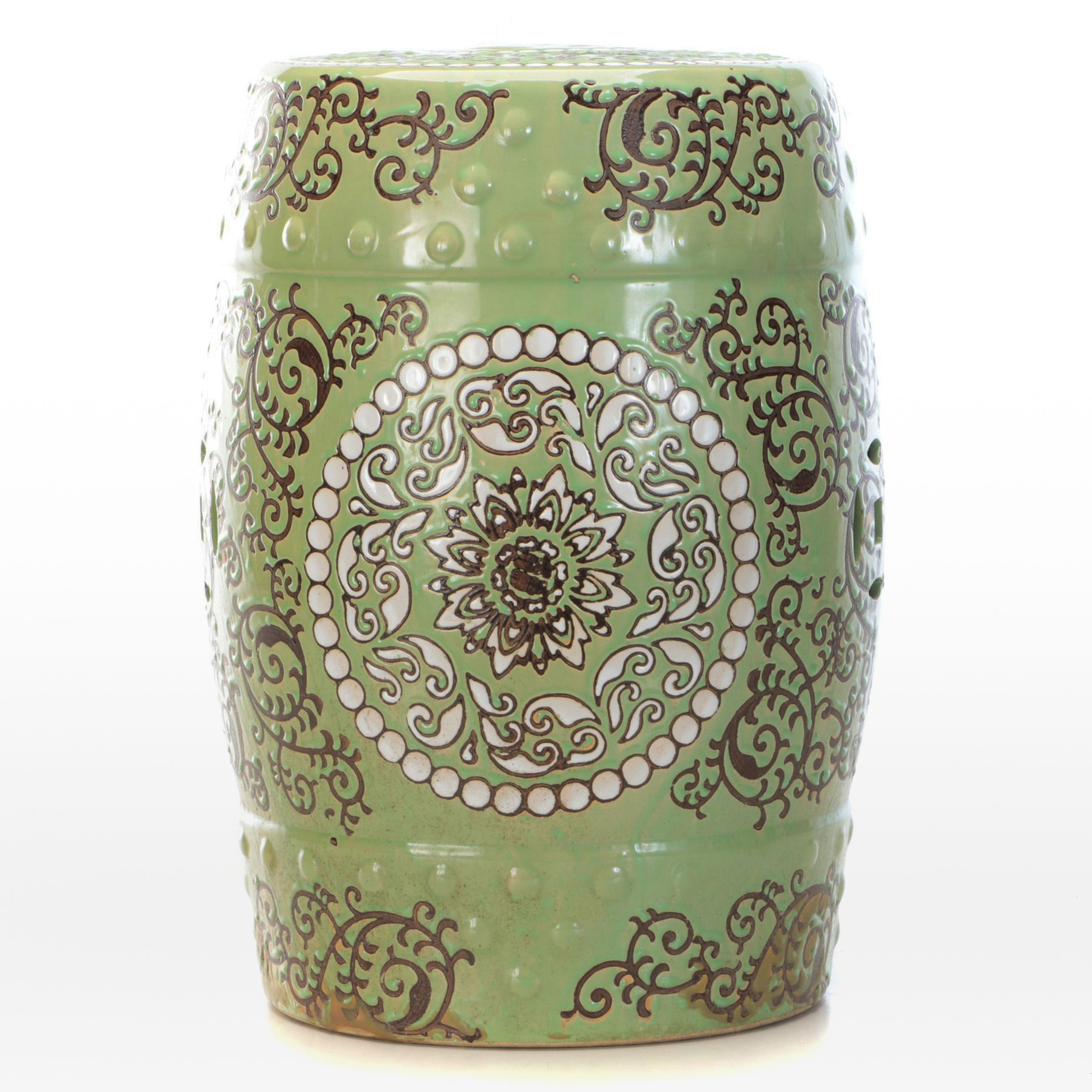 Chinese Green-Glazed Ceramic Garden Stool