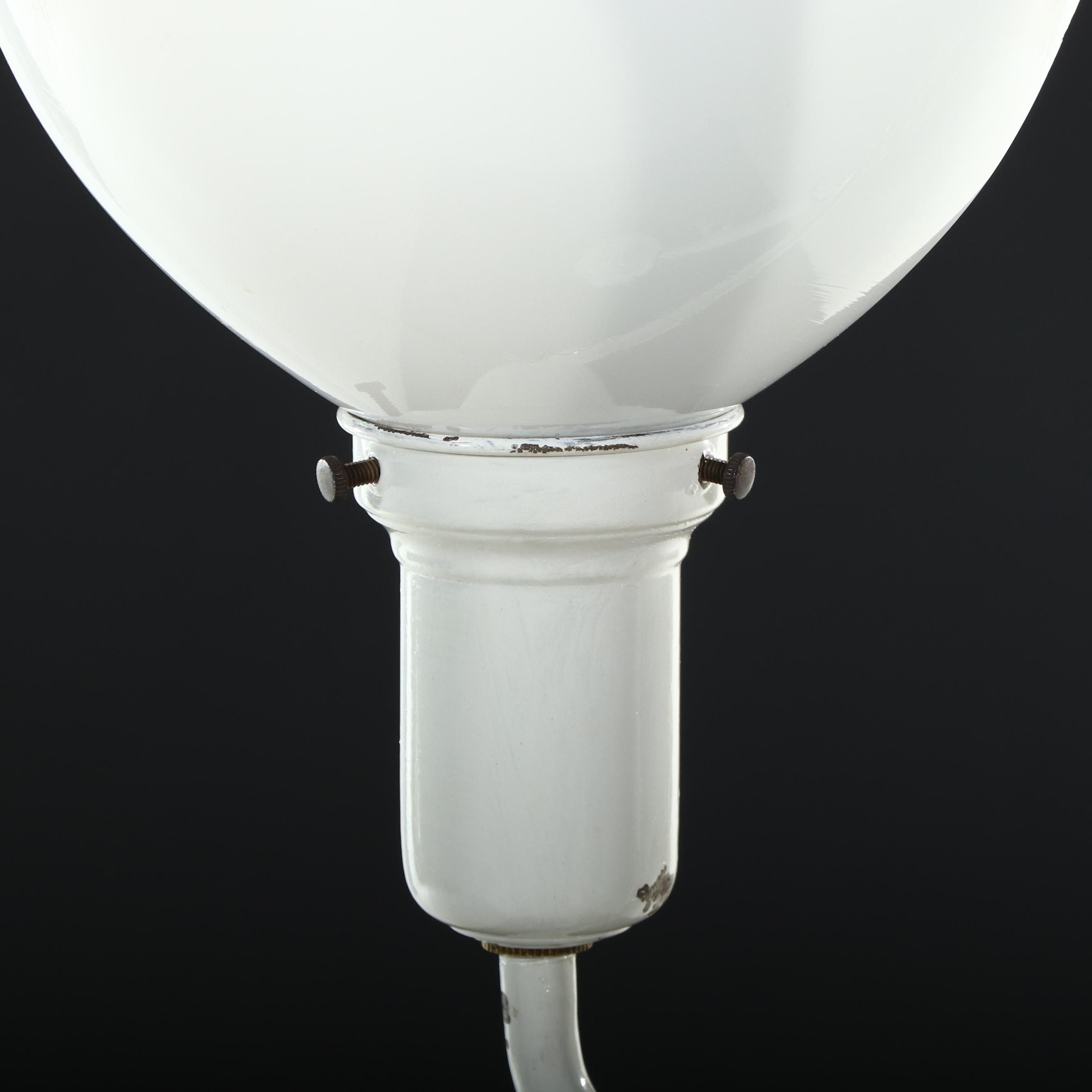 White Painted Metal Bridge Arm Floor Lamp, Vintage