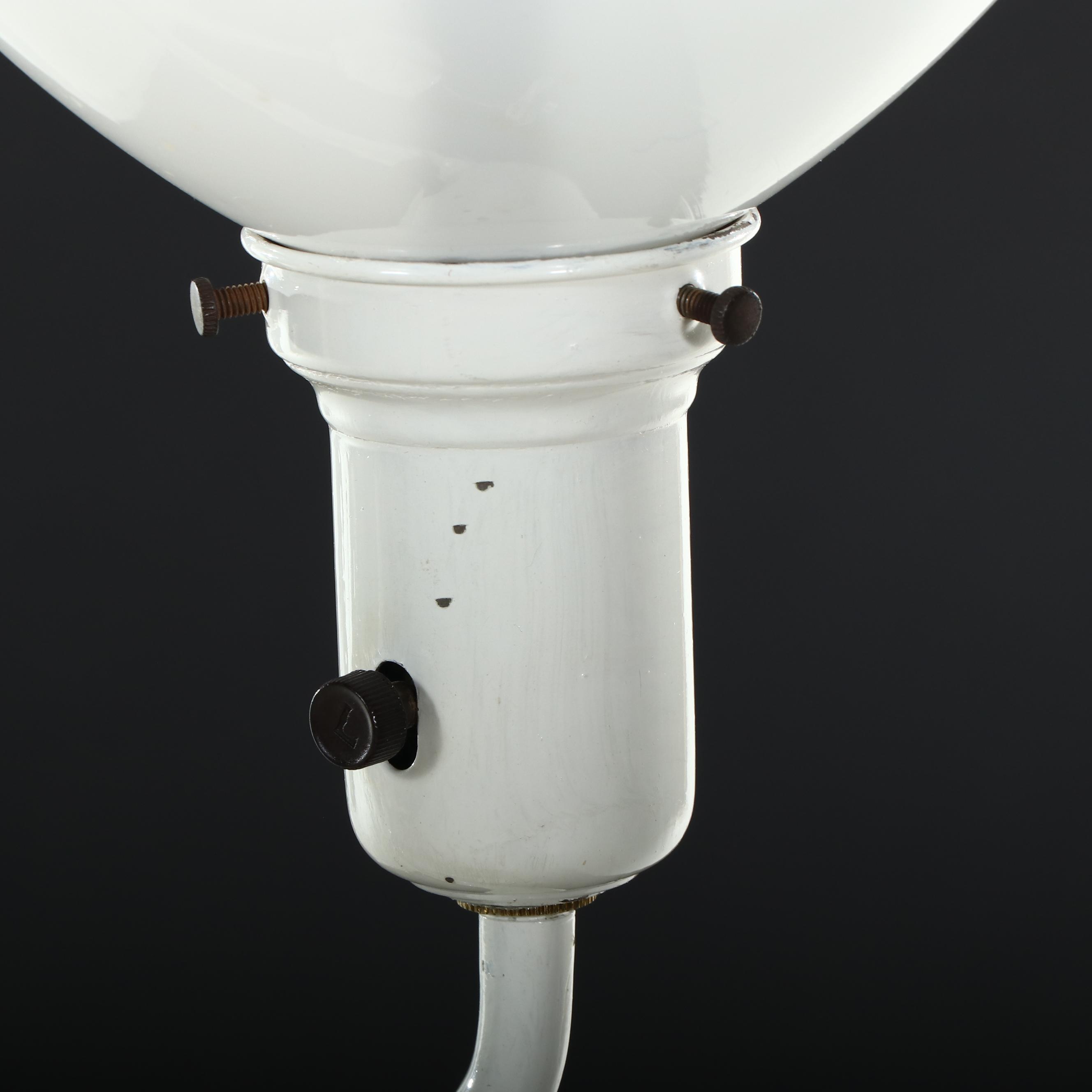 White Painted Metal Bridge Arm Floor Lamp, Vintage