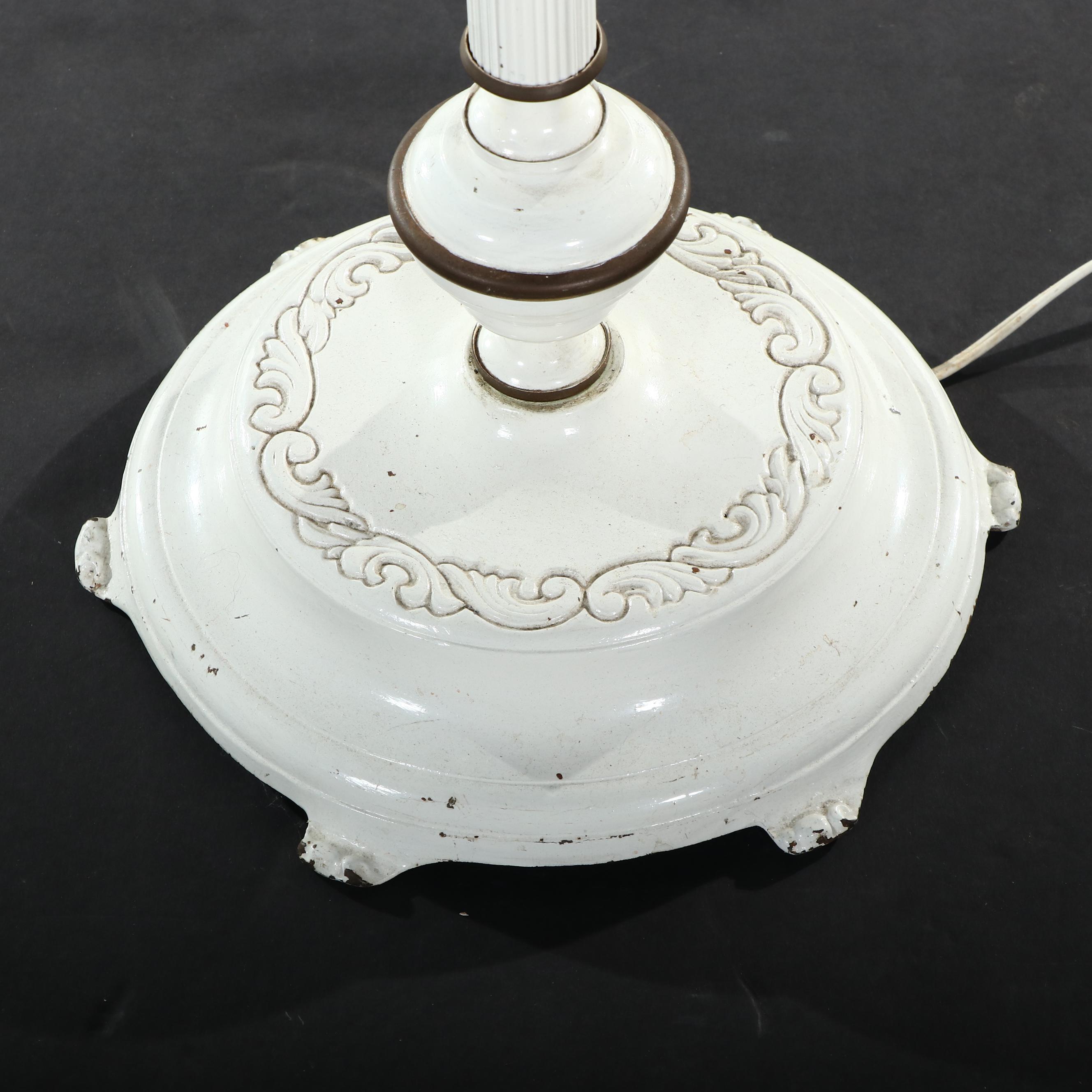 White Painted Metal Bridge Arm Floor Lamp, Vintage