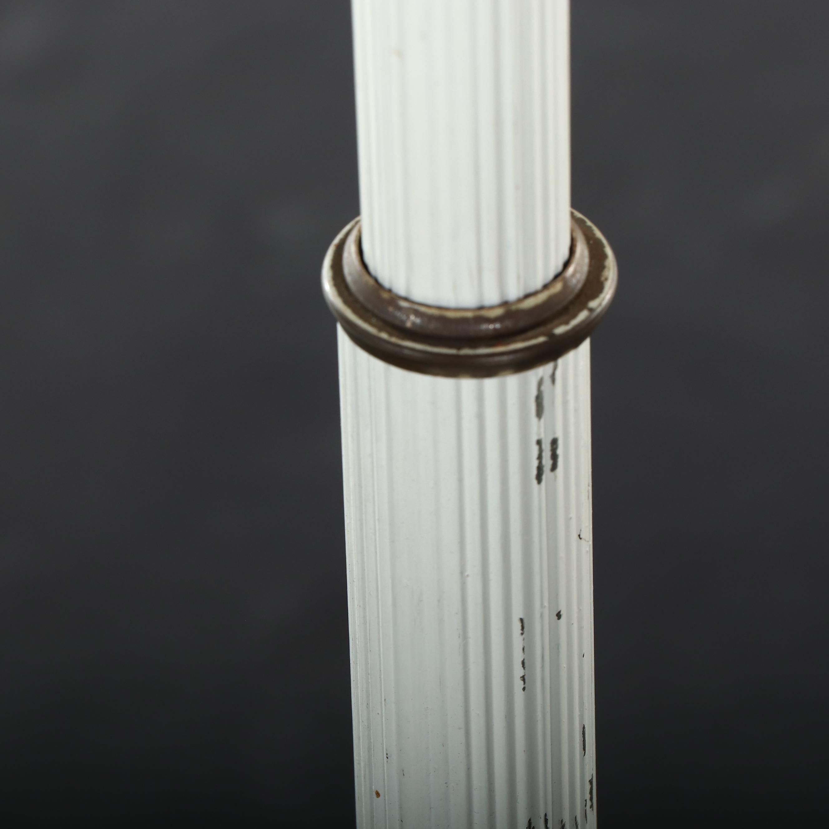 White Painted Metal Bridge Arm Floor Lamp, Vintage