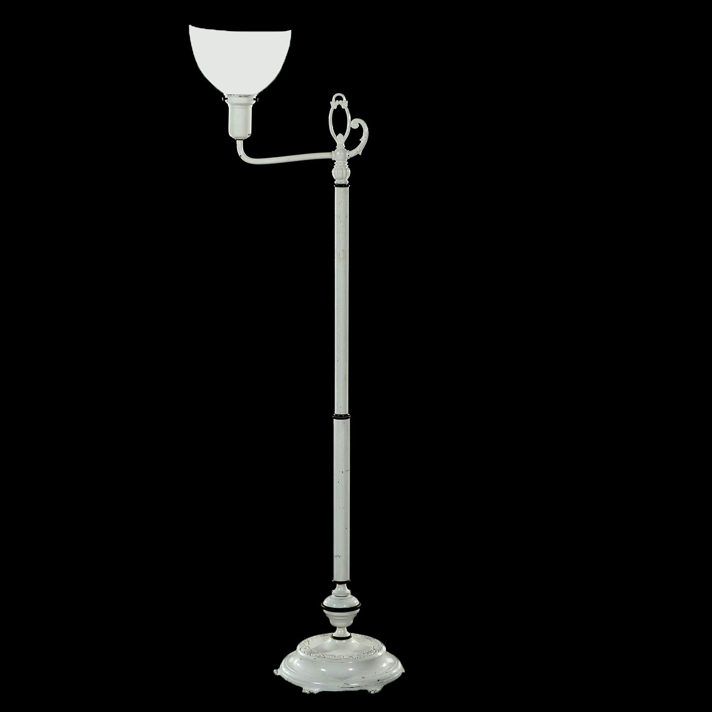 White Painted Metal Bridge Arm Floor Lamp, Vintage