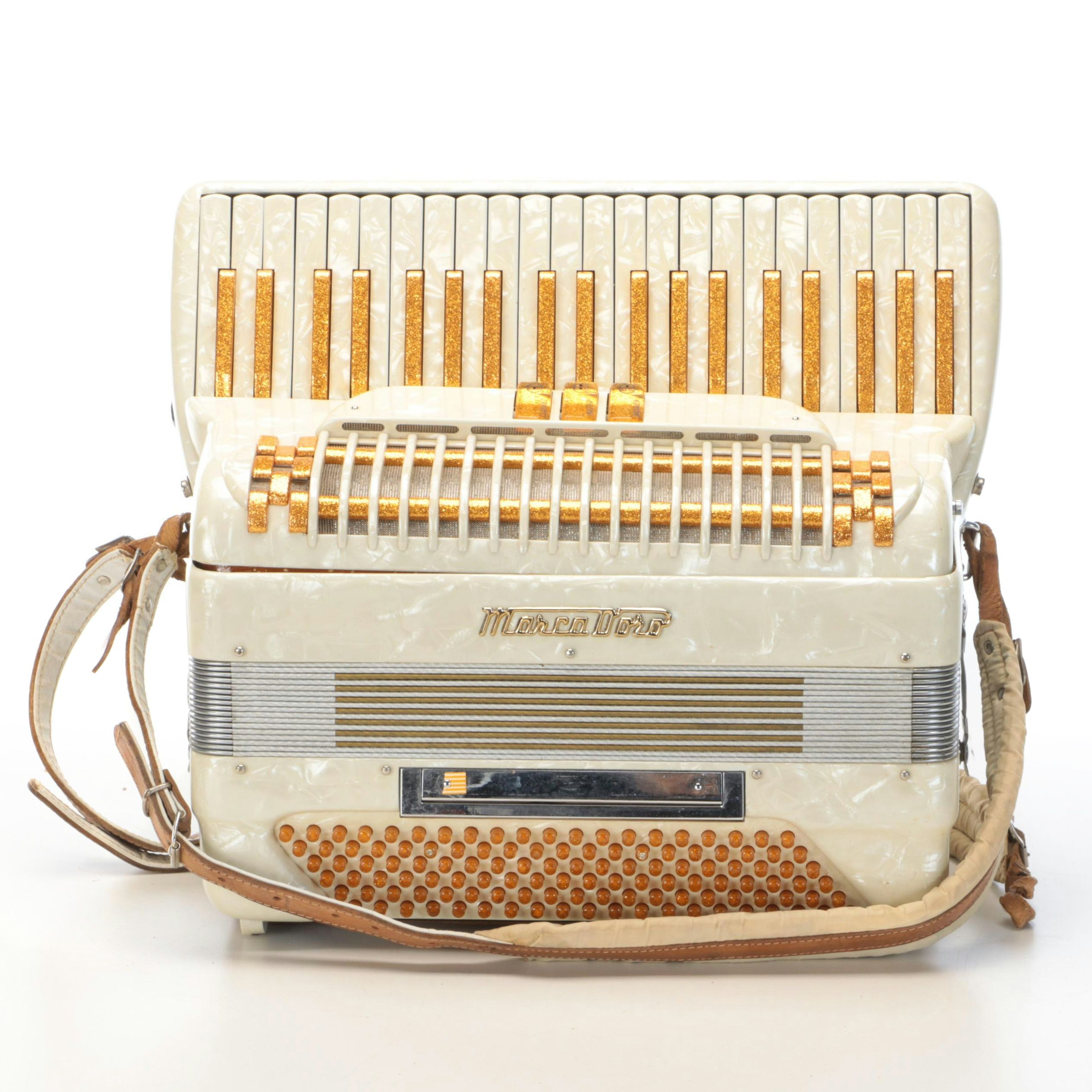 Italian Marco D'oro 41 Key Mother-of-Pearl Resin Piano Accordion