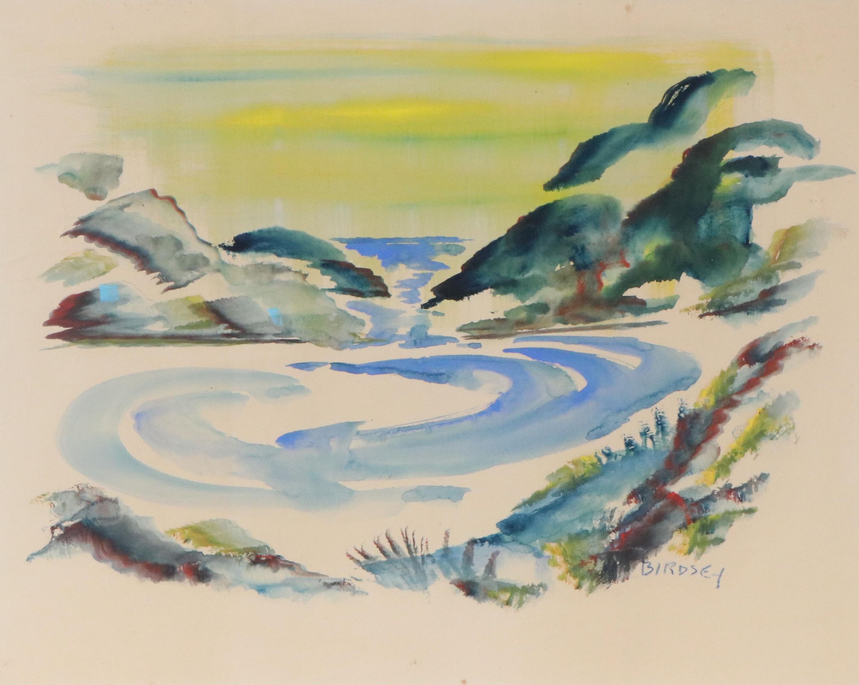 Alfred Birdsey Watercolor Painting of Coastal Gulf Scene