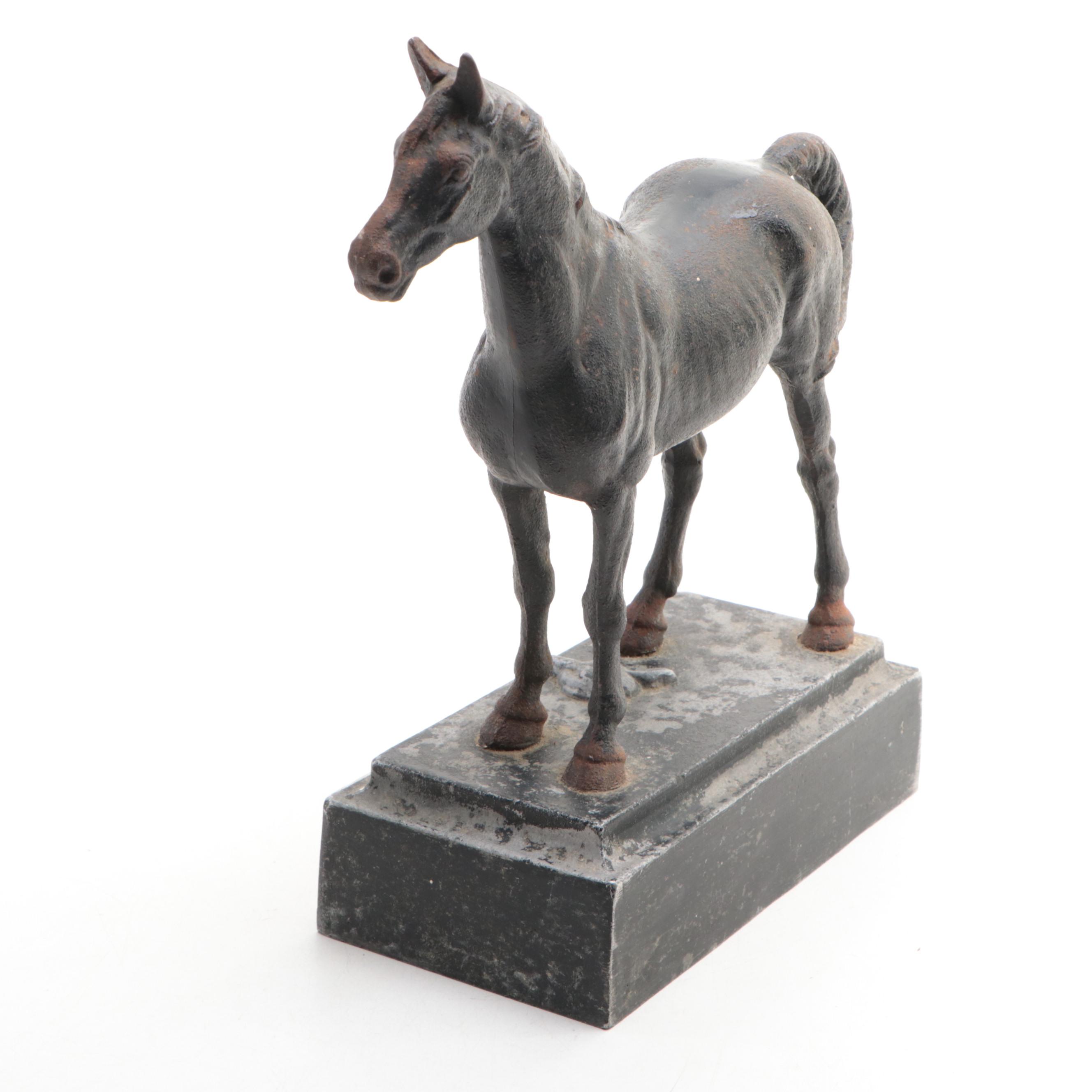Cast Iron Horse Sculpture in Black, 20th Century