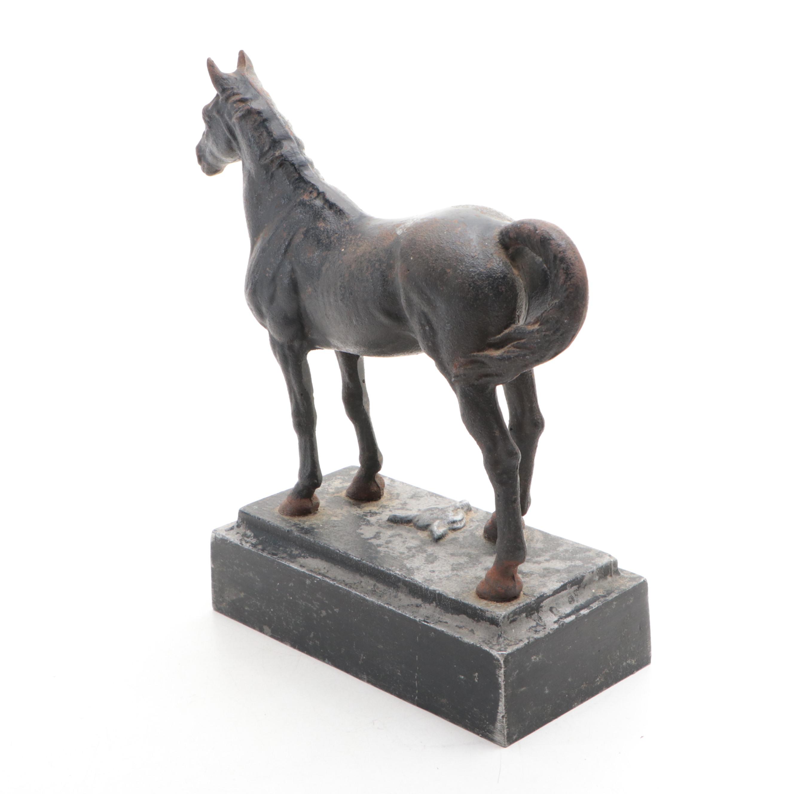 Cast Iron Horse Sculpture in Black, 20th Century