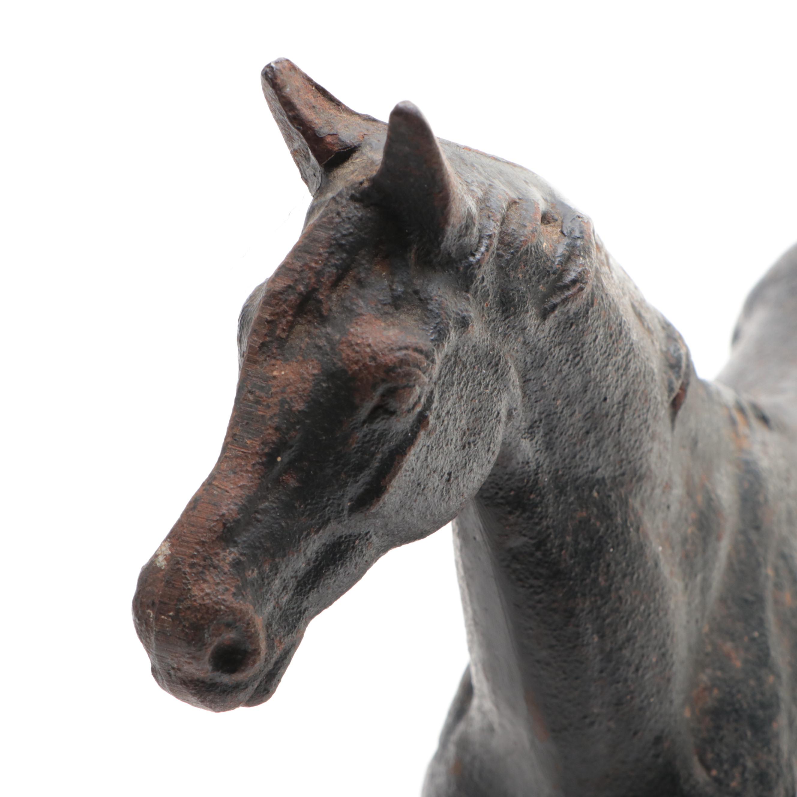 Cast Iron Horse Sculpture in Black, 20th Century