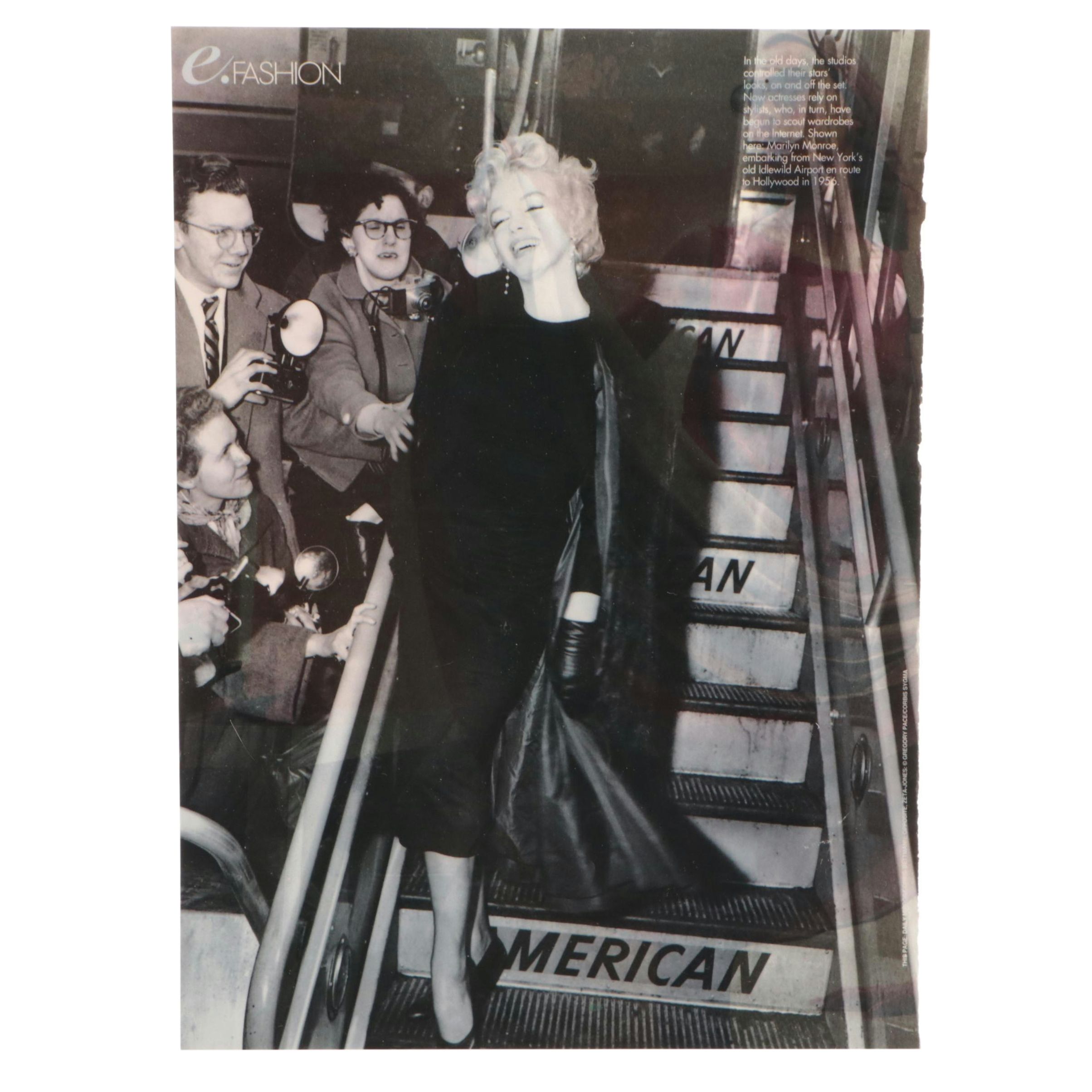E. Fashion Magazine Page of Marilyn Monroe Boarding Airplane