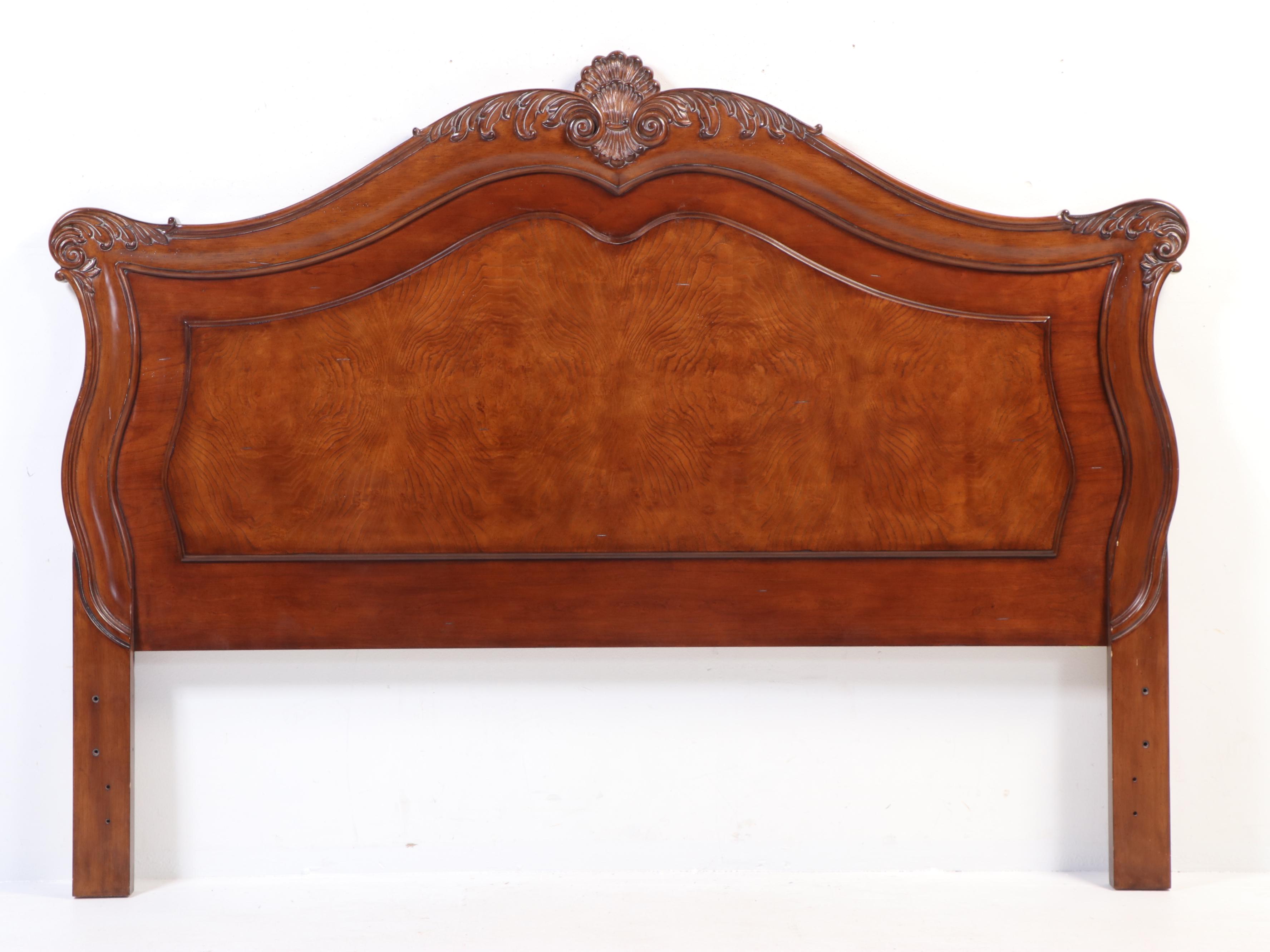Rococo Style Cherry Finish Bed Frame