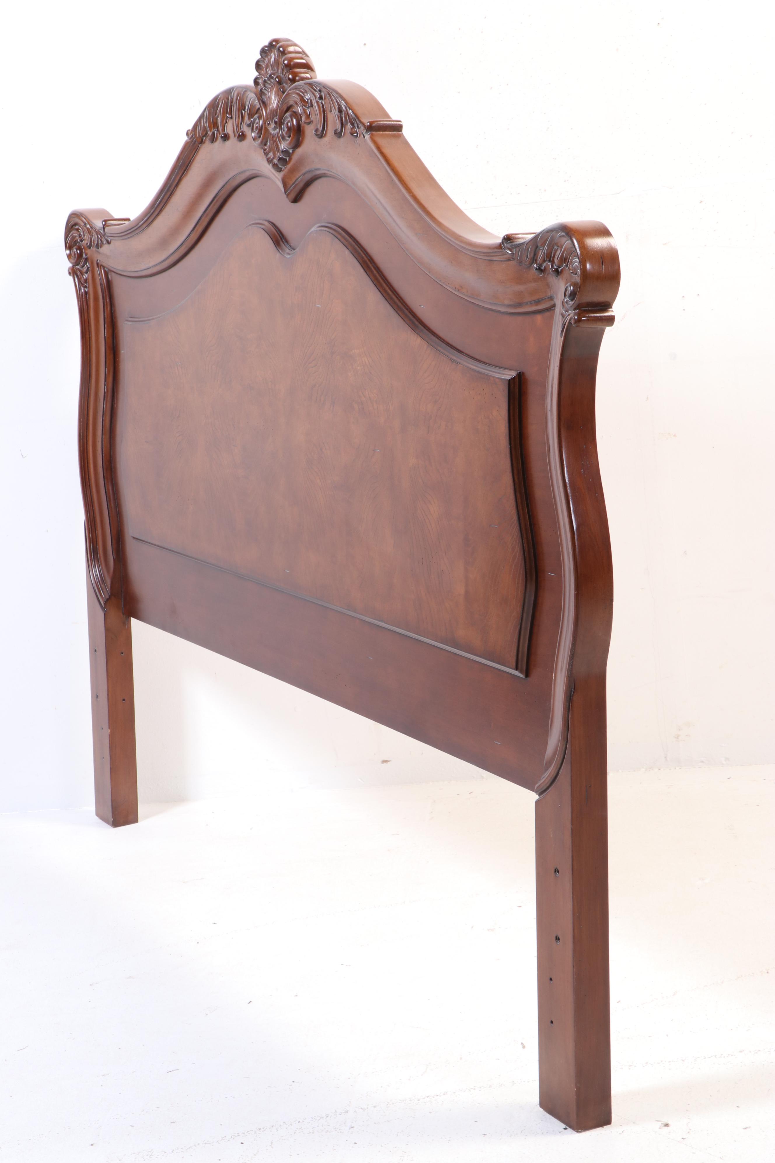 Rococo Style Cherry Finish Bed Frame