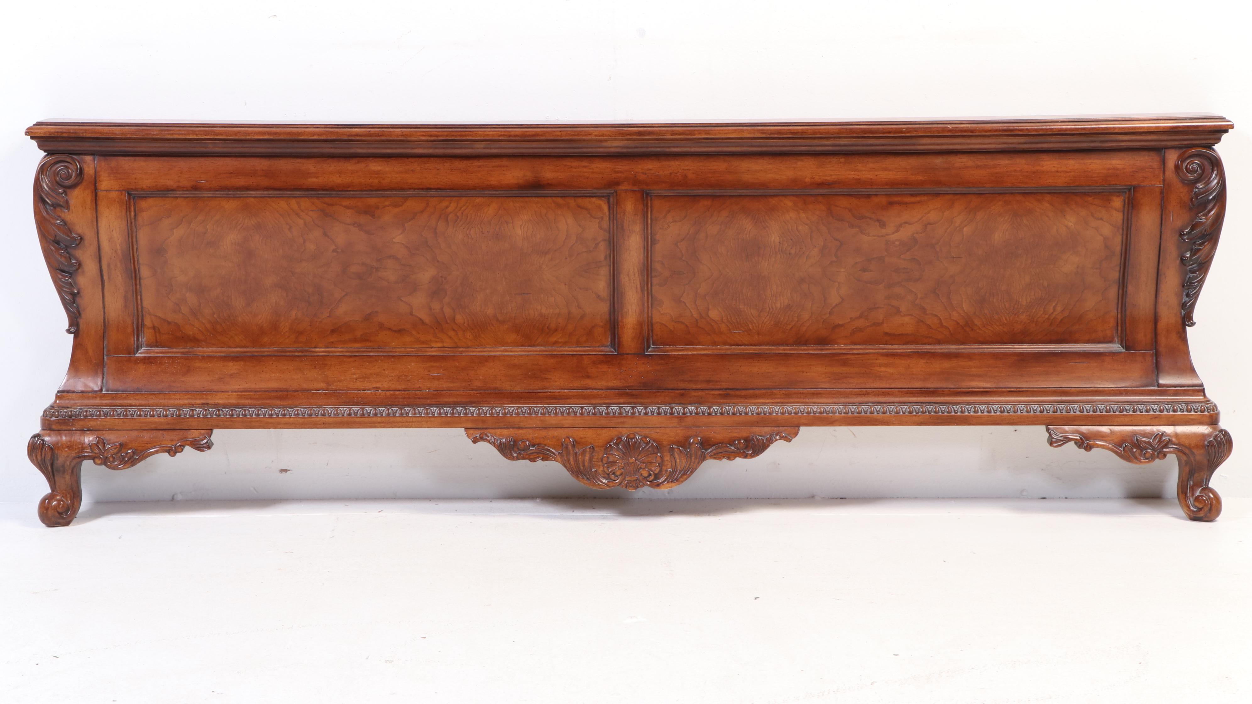 Rococo Style Cherry Finish Bed Frame