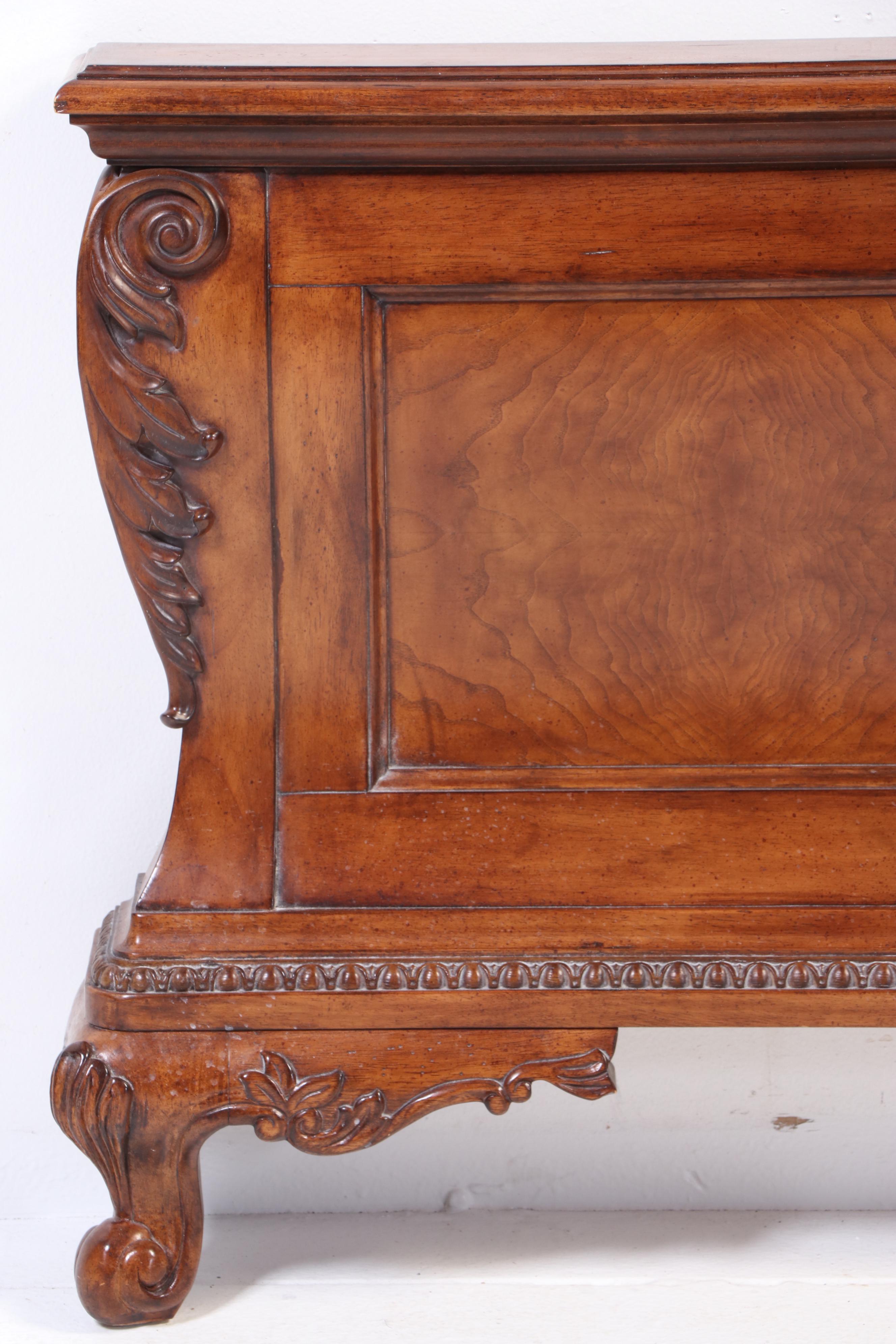 Rococo Style Cherry Finish Bed Frame
